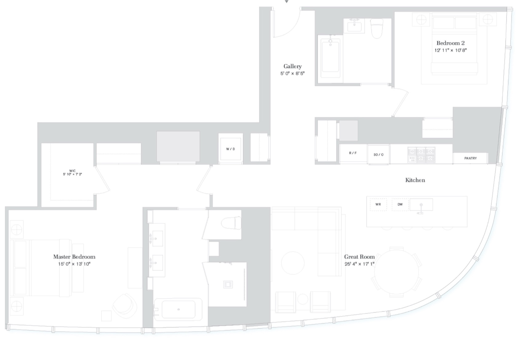 111 Murray Street Floors 17-30, Residence B floor plan