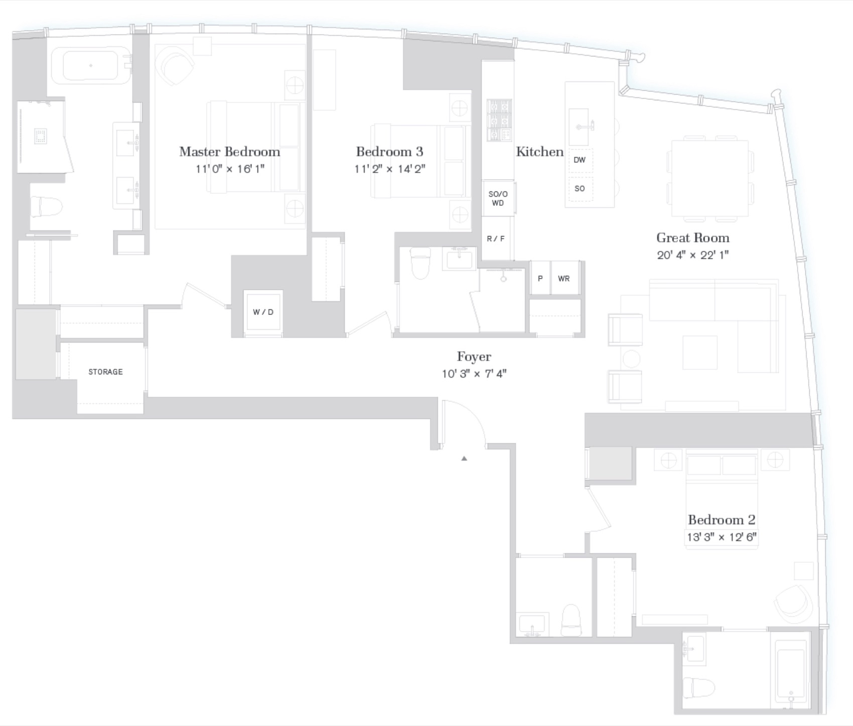 111 Murray Street Floors 33-43, Residence A floor plan