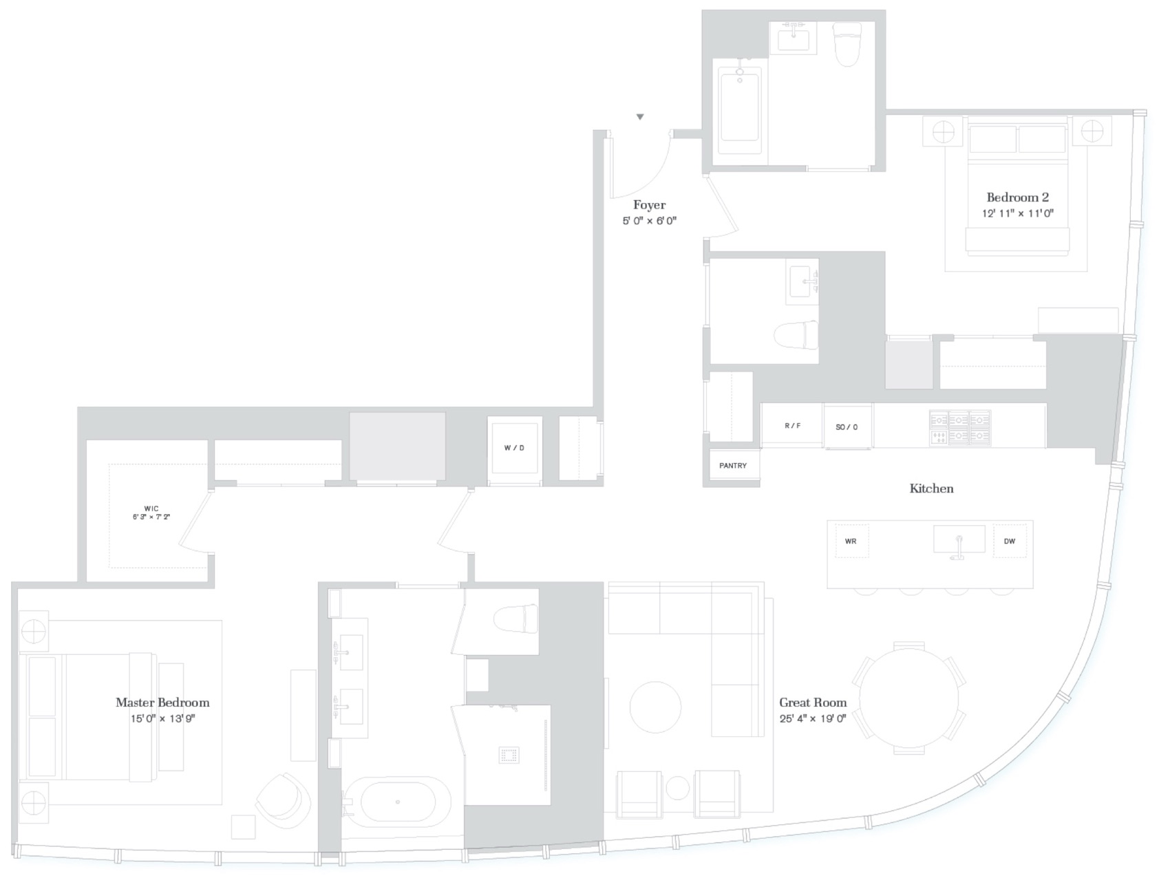 111 Murray Street Floors 33-43, Residence B floor plan