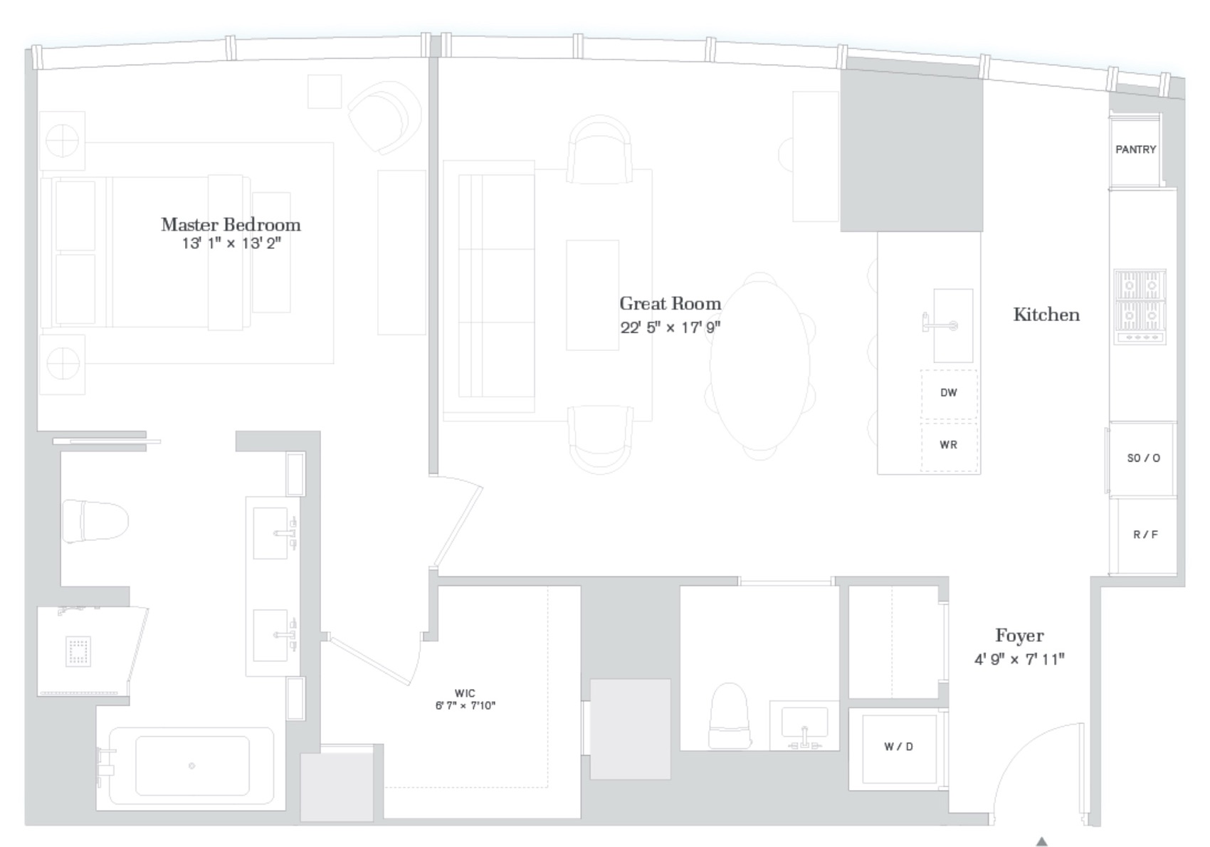 111 Murray Street Floors 7-15, Residence A floor plan