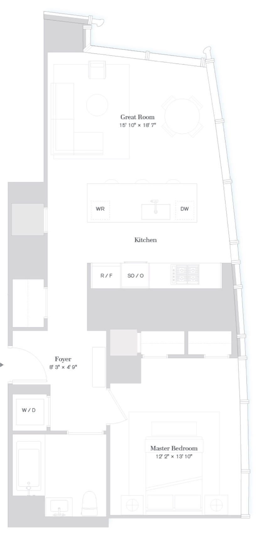 111 Murray Street Floors 7-15, Residence B floor plan