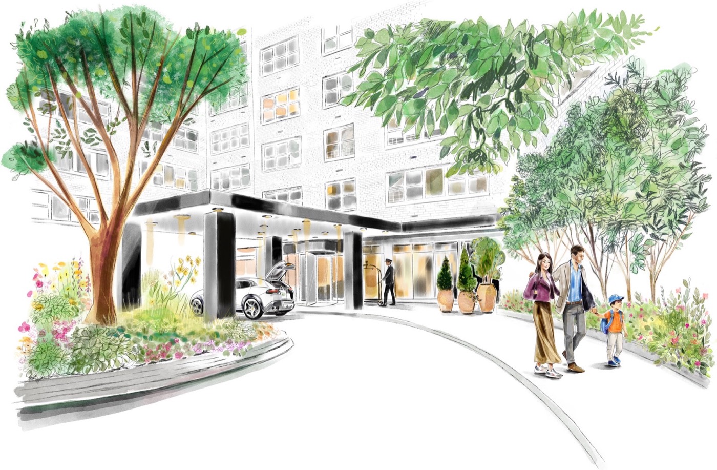 155W68 Building entrance / porte-cochere (artist rendering)