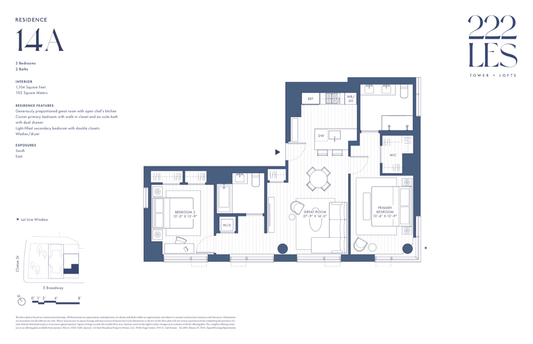 222 LES Tower + Lofts Residence 14A floor plan