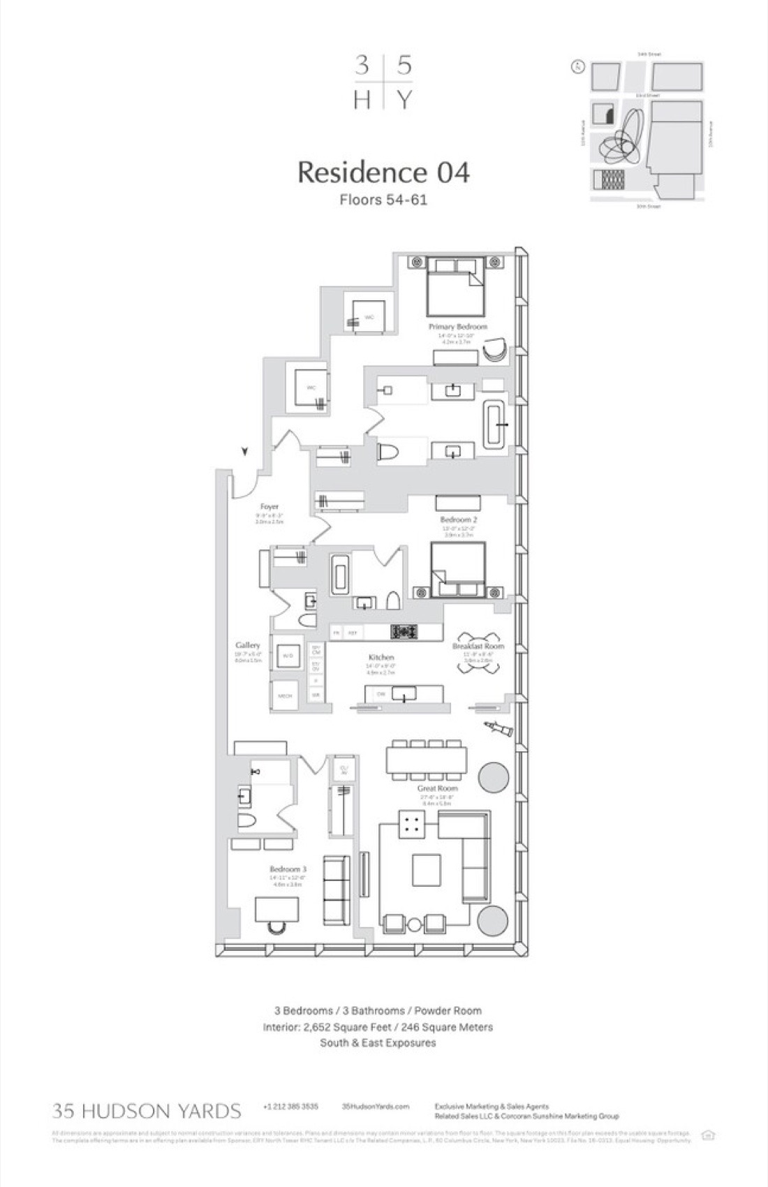 35 Hudson Yards Residence 5804 — 3 Bed / 4.5 Bath floor plan
