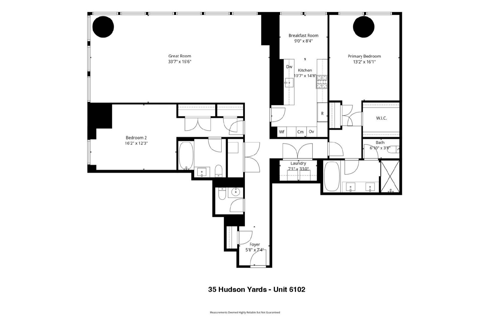 35 Hudson Yards Residence 6102 — 2 Bed / 2.5 Bath floor plan
