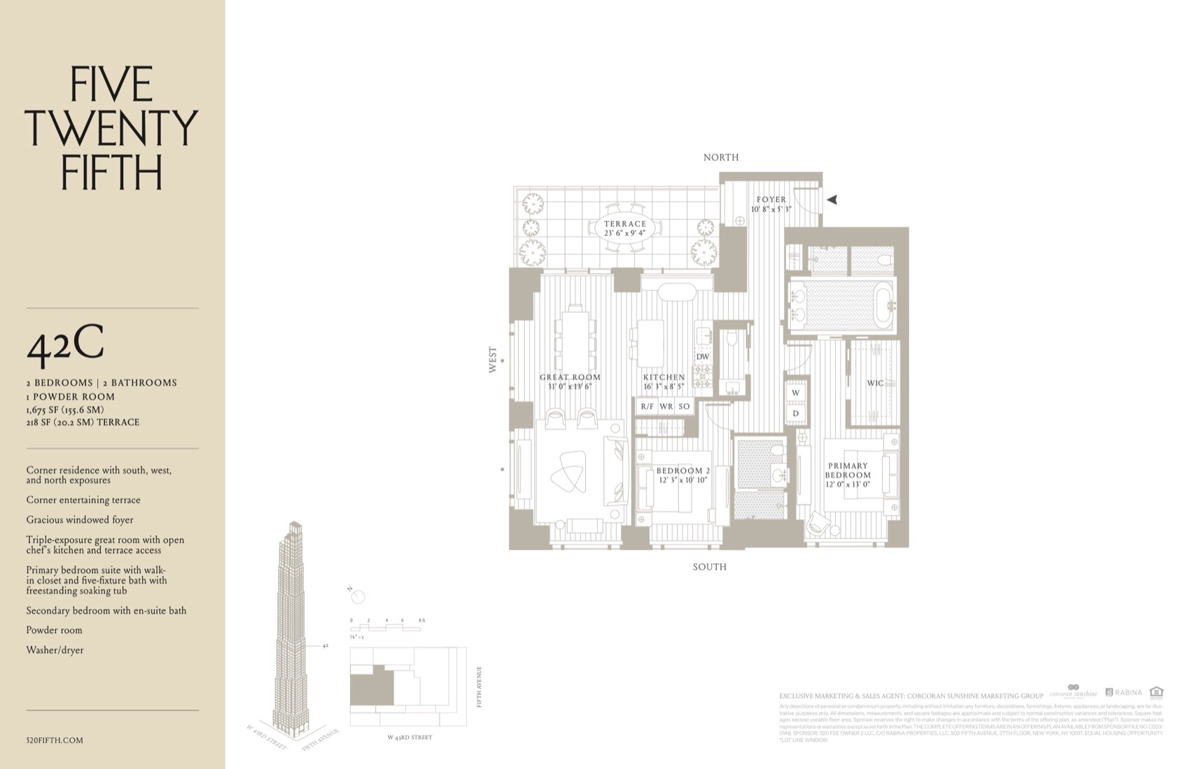 520 Fifth Avenue Residence 42C floor plan