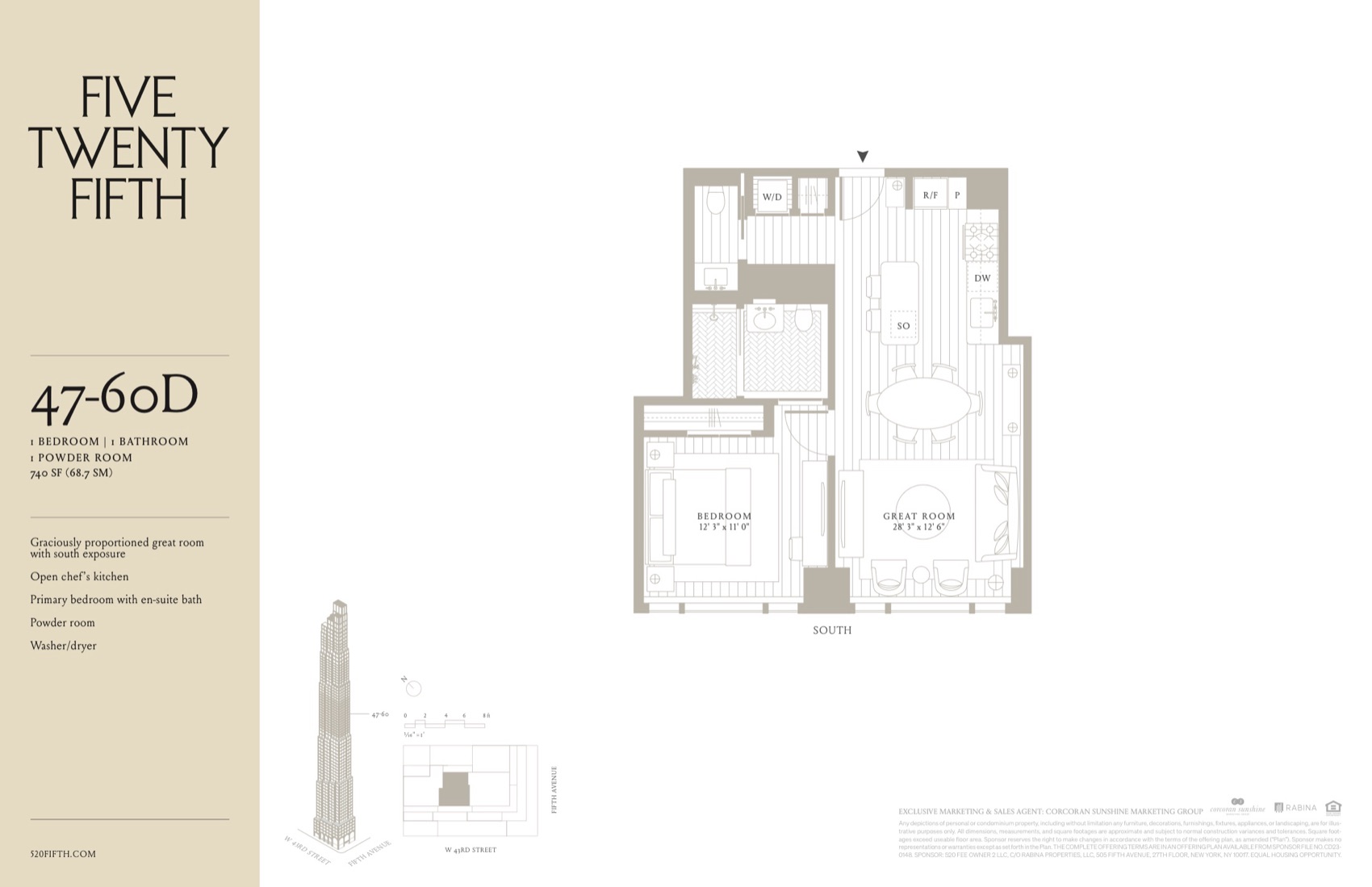 520 Fifth Avenue Residence 47-60D floor plan
