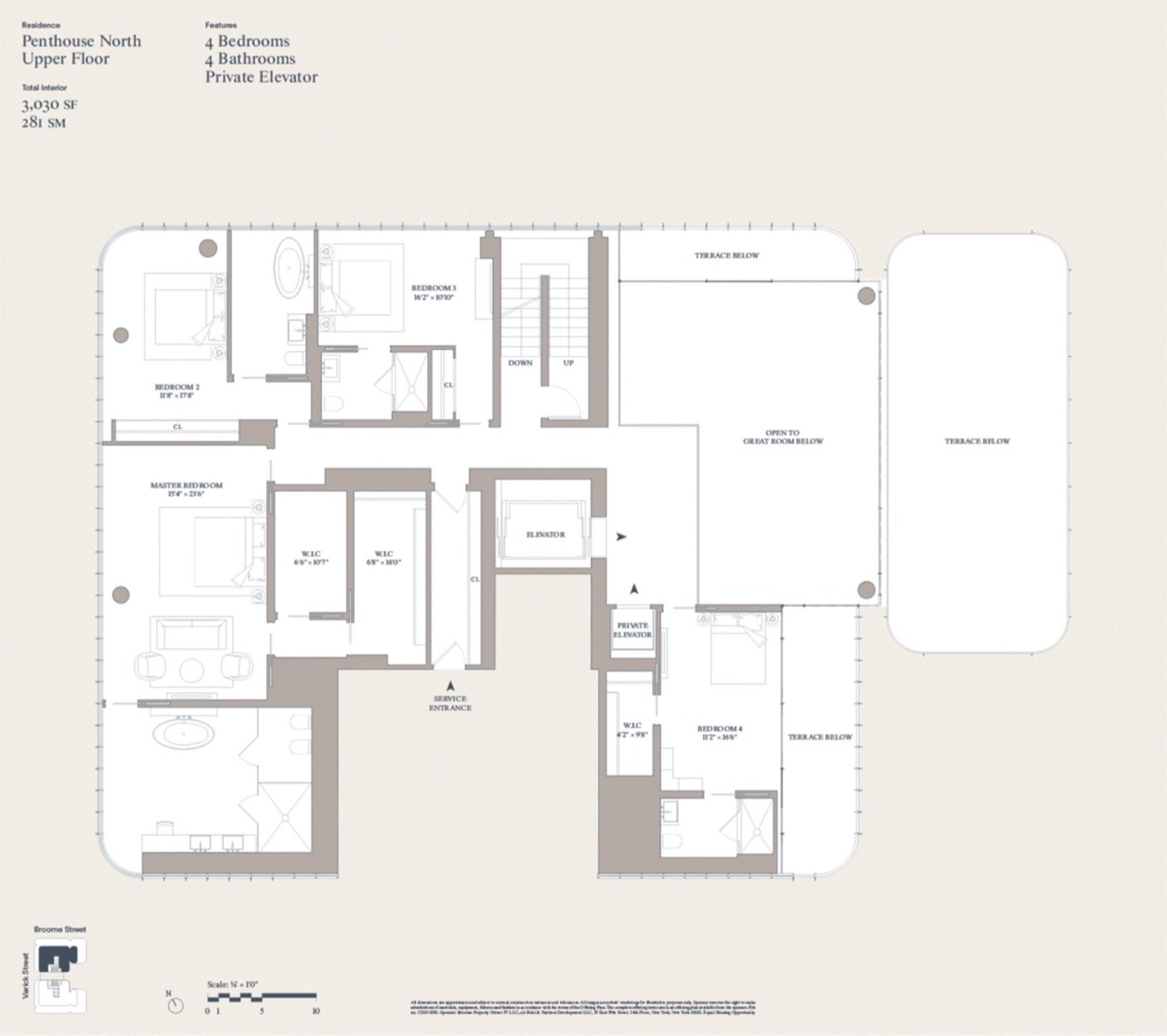 565 Broome Soho Penthouse — upper floor plan floor plan