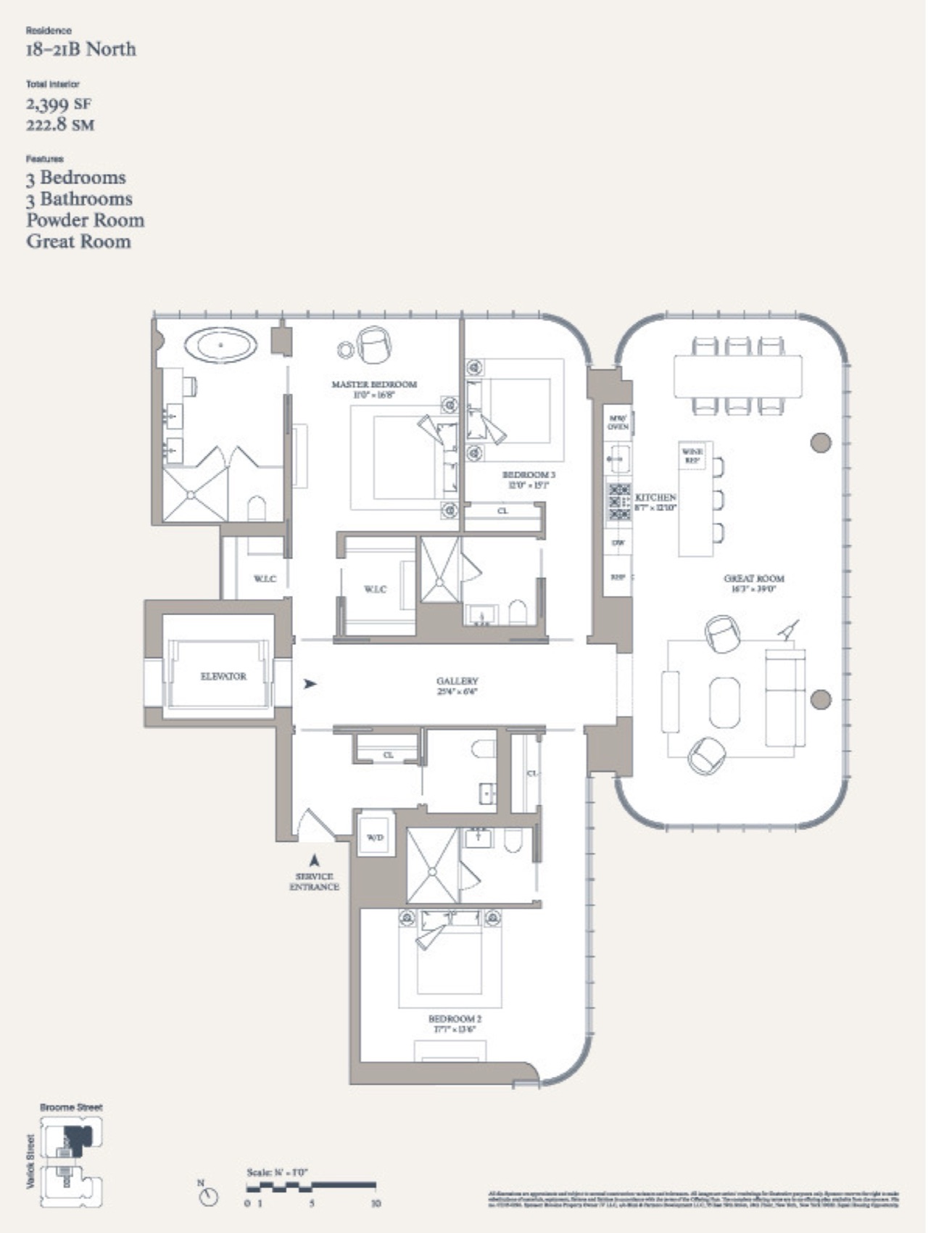 565 Broome Soho Residence Line B, Floors 18-21 North — floor plan floor plan