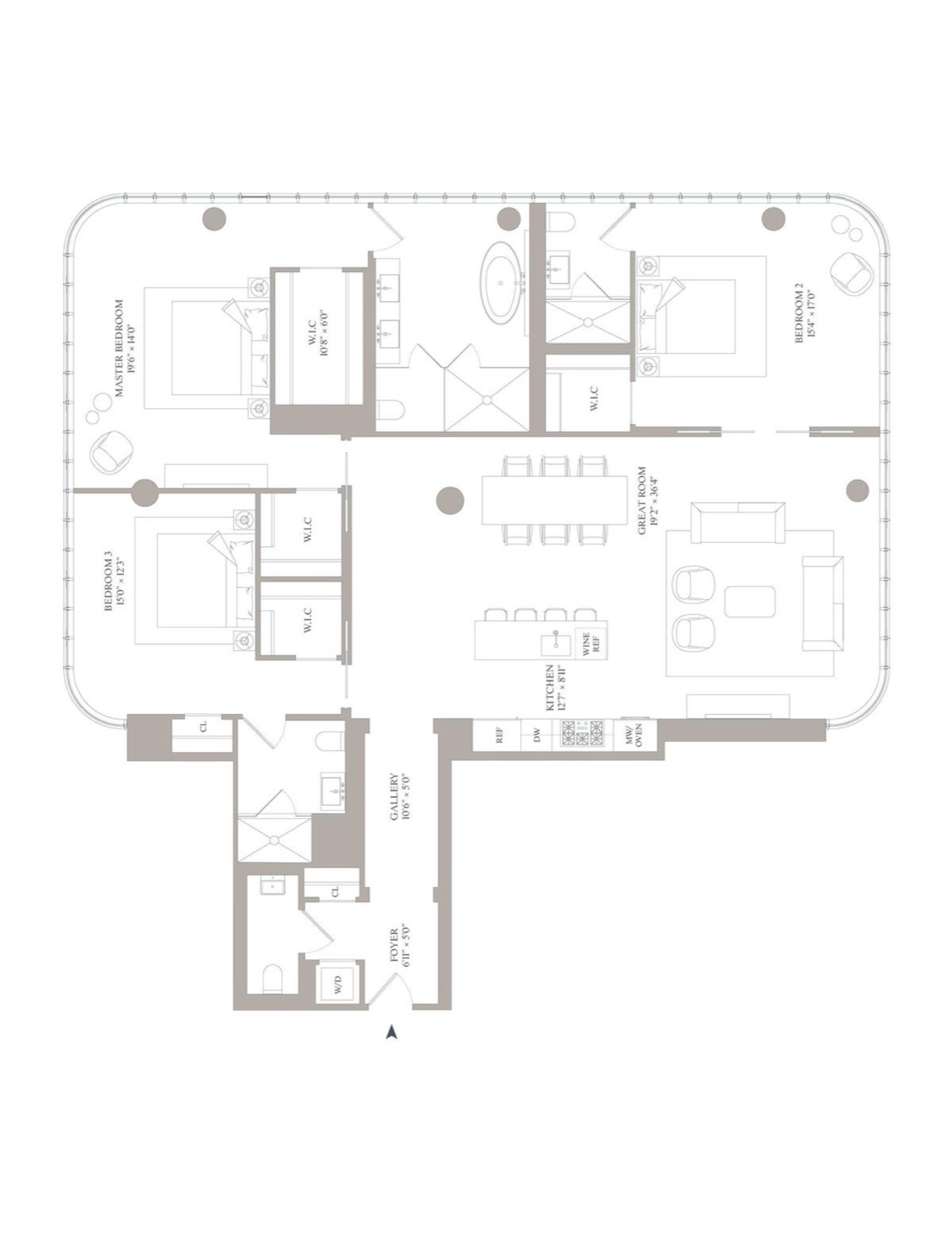 565 Broome Soho Residence S11E (3 Bed) — floor plan floor plan