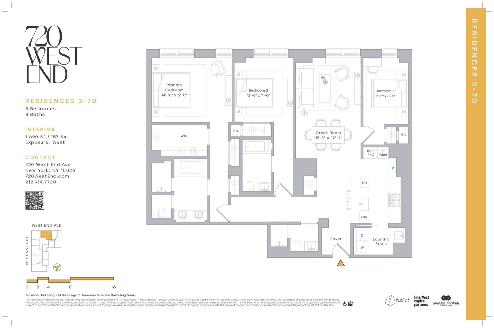 720 West End Avenue Residences 3-7D floor plan floor plan