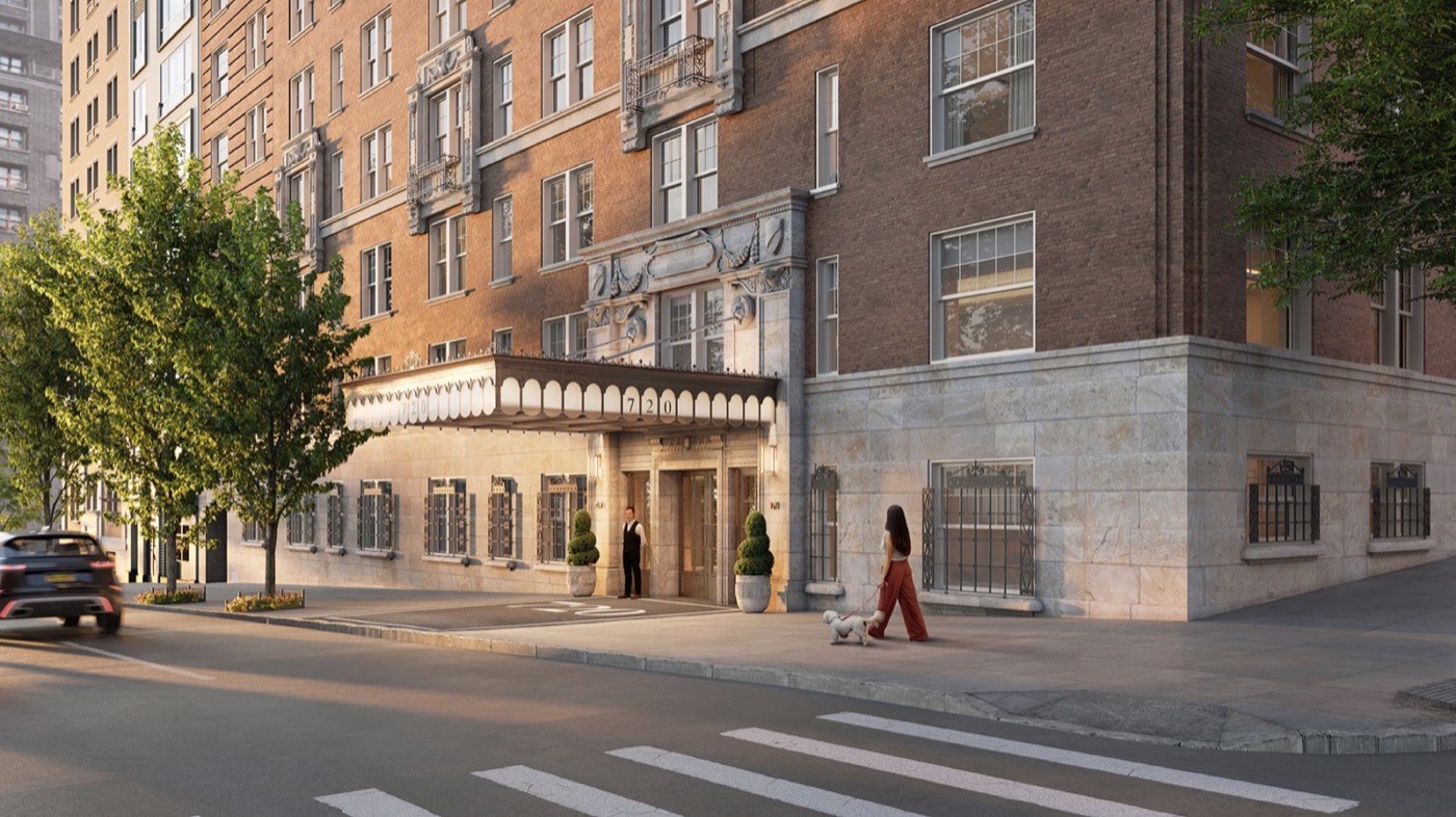 720 West End Avenue Restored Renaissance Revival entrance marquee