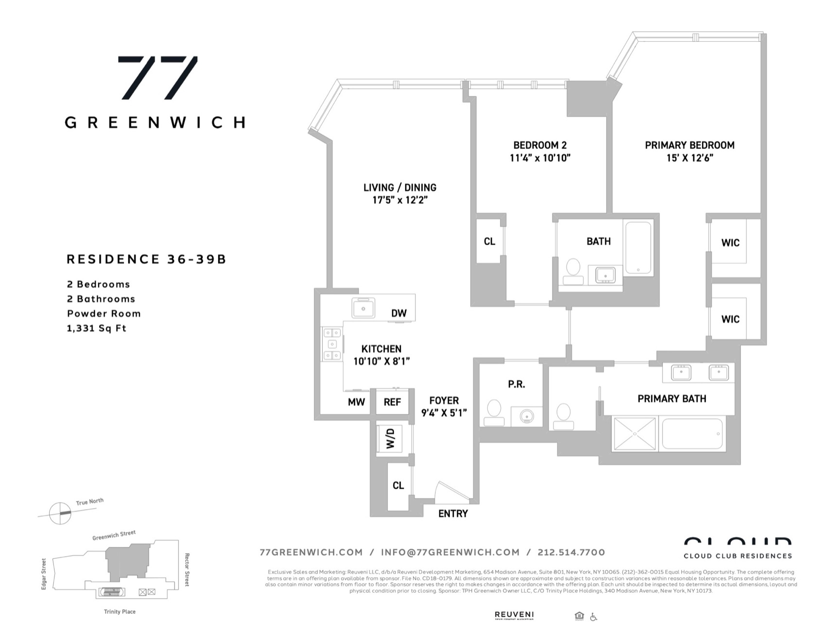 77 Greenwich Residence Line B, Floors 36-39 (PDF) floor plan
