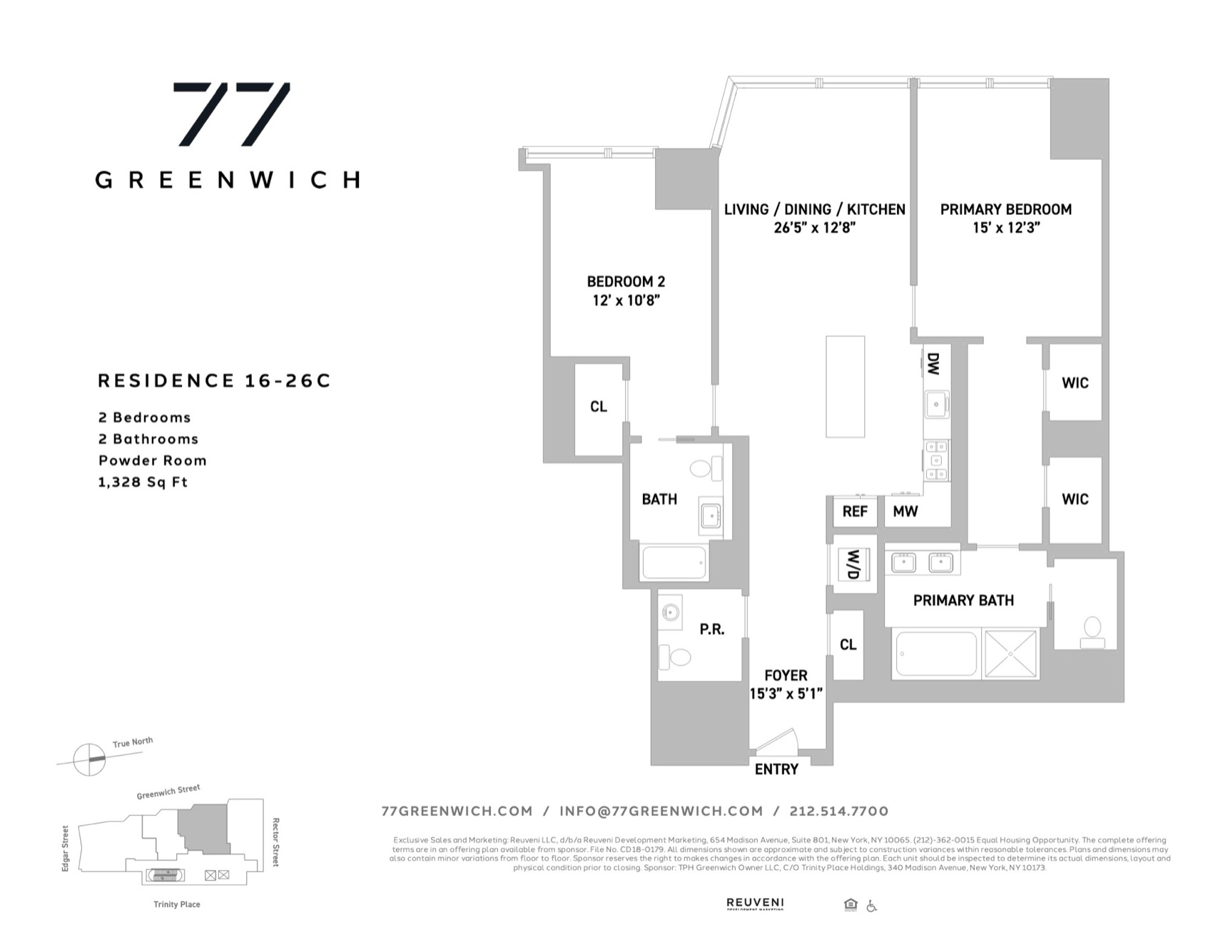 77 Greenwich Residence Line C, Floors 16-26 (PDF) floor plan