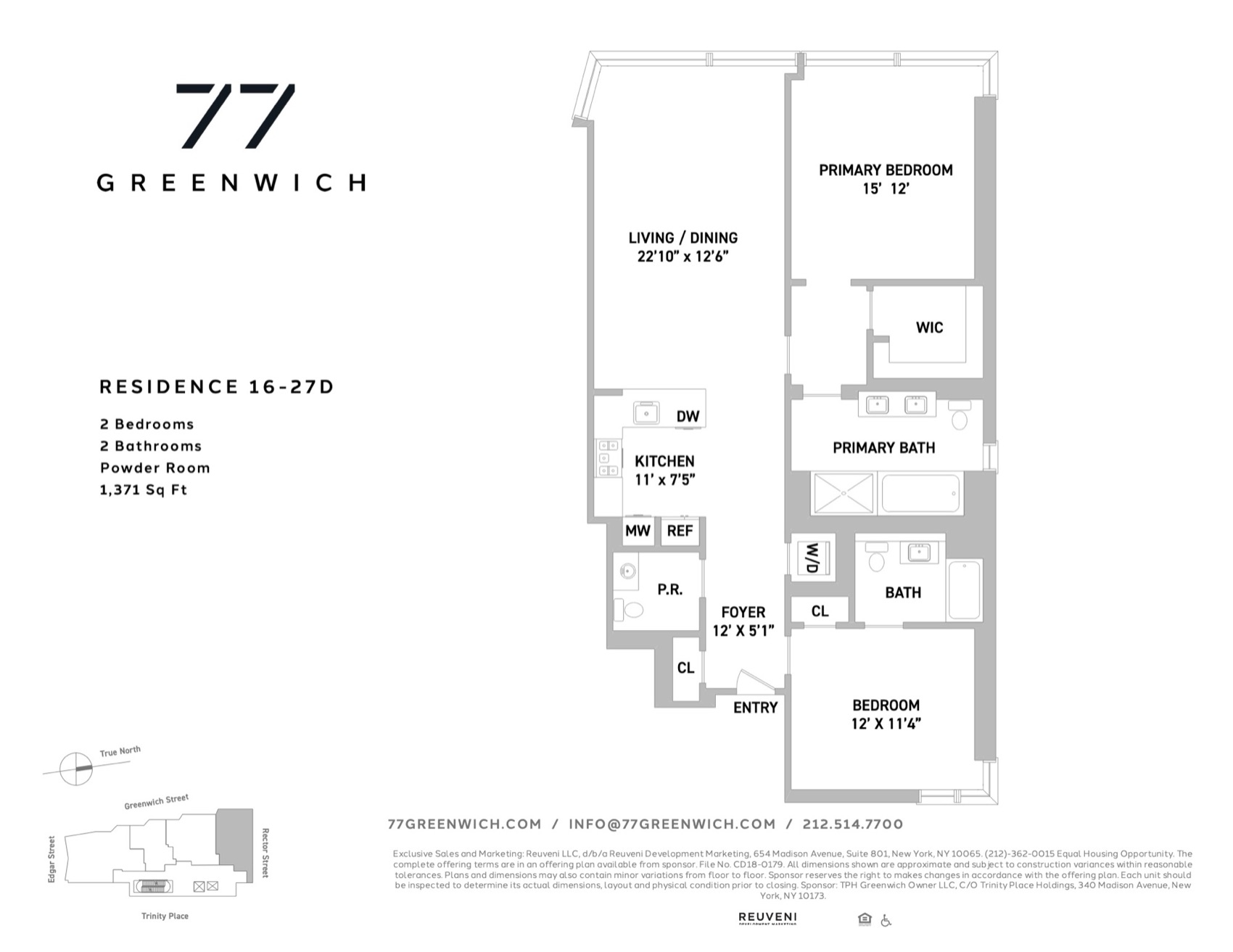 77 Greenwich Residence Line D, Floors 16-27 (PDF) floor plan