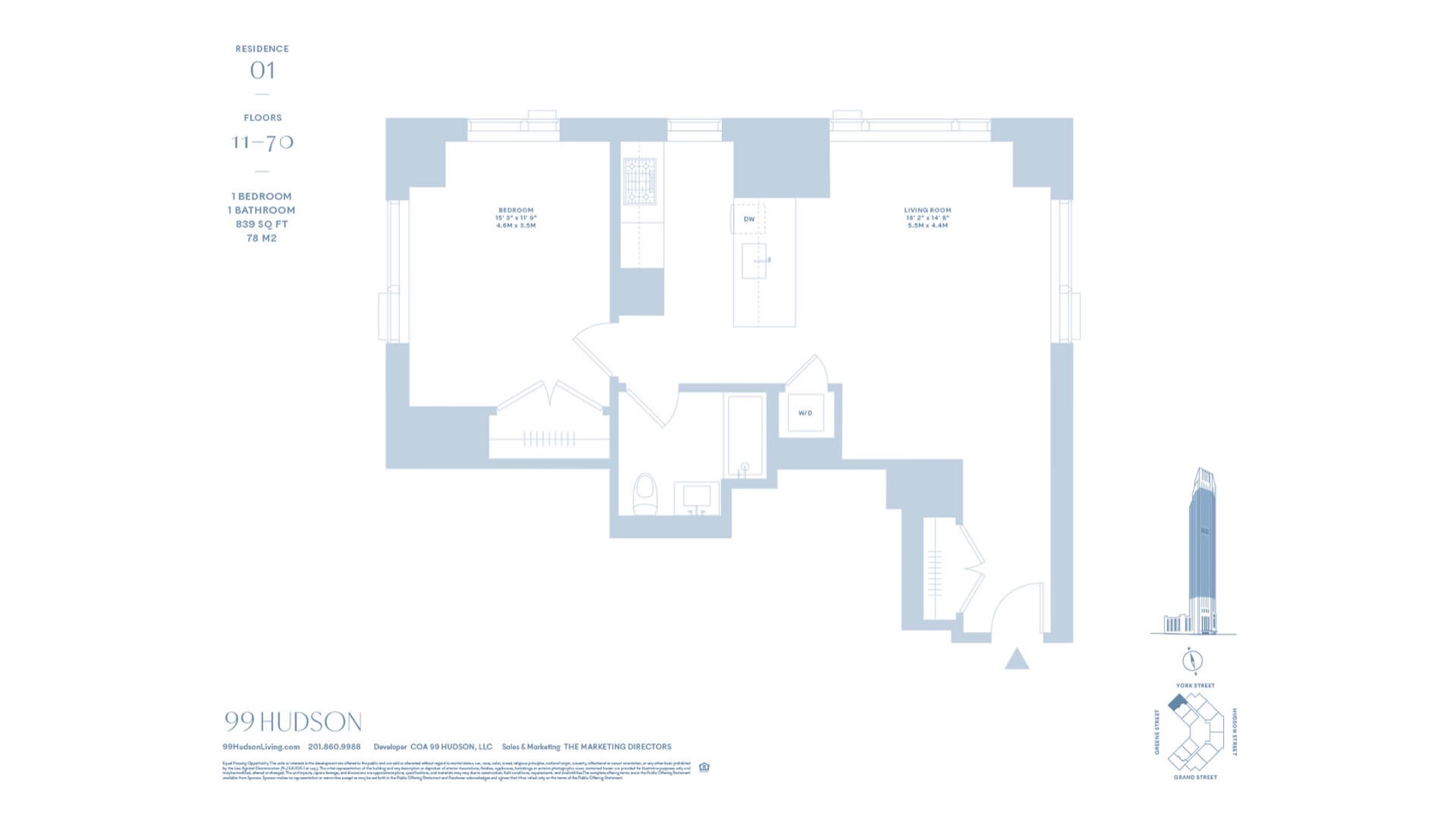 99 Hudson 99 Hudson — Representative Floor Plan (Line Type 01) floor plan