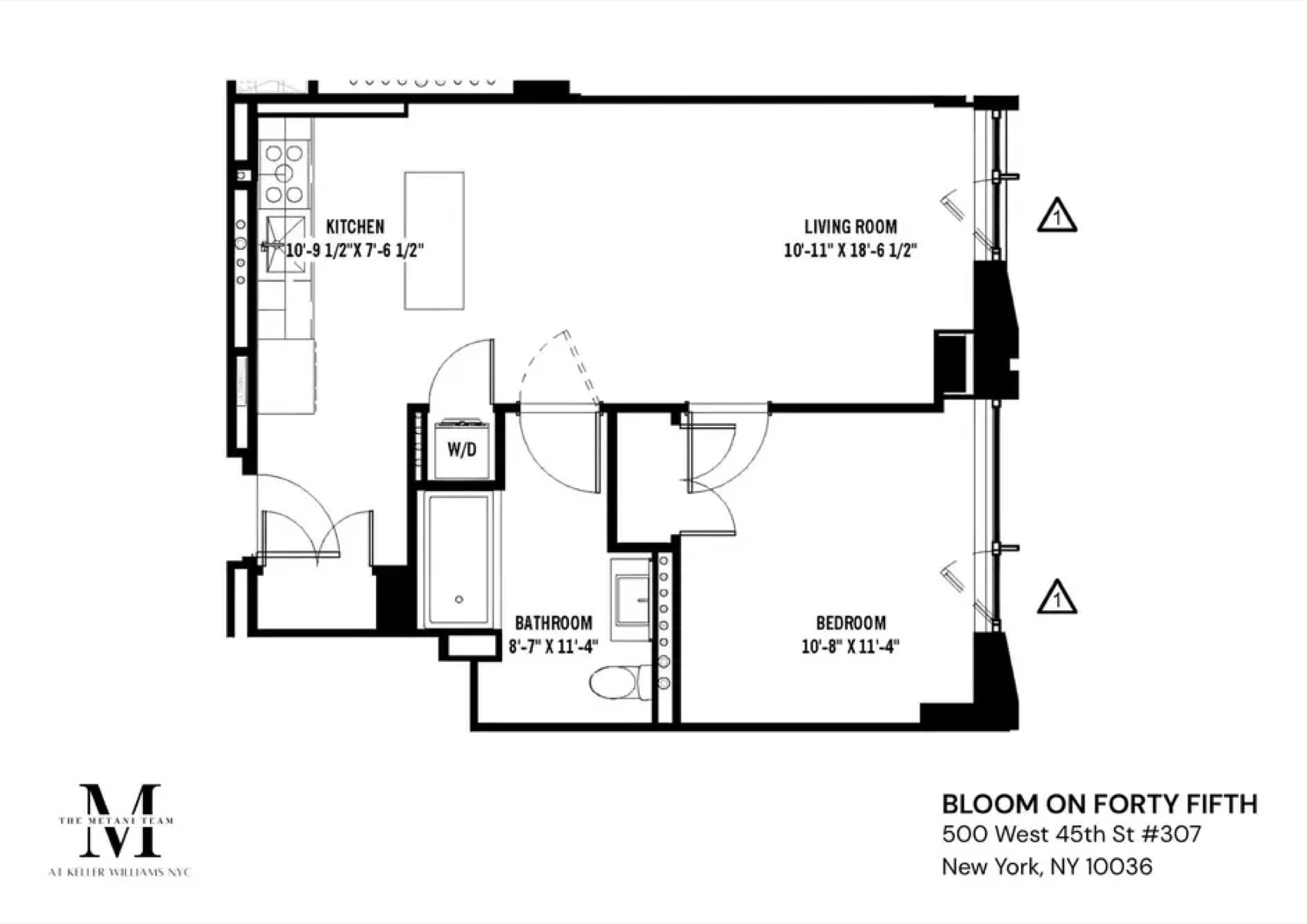 Bloom on Forty Fifth Residence 307 — 1 Bedroom floor plan