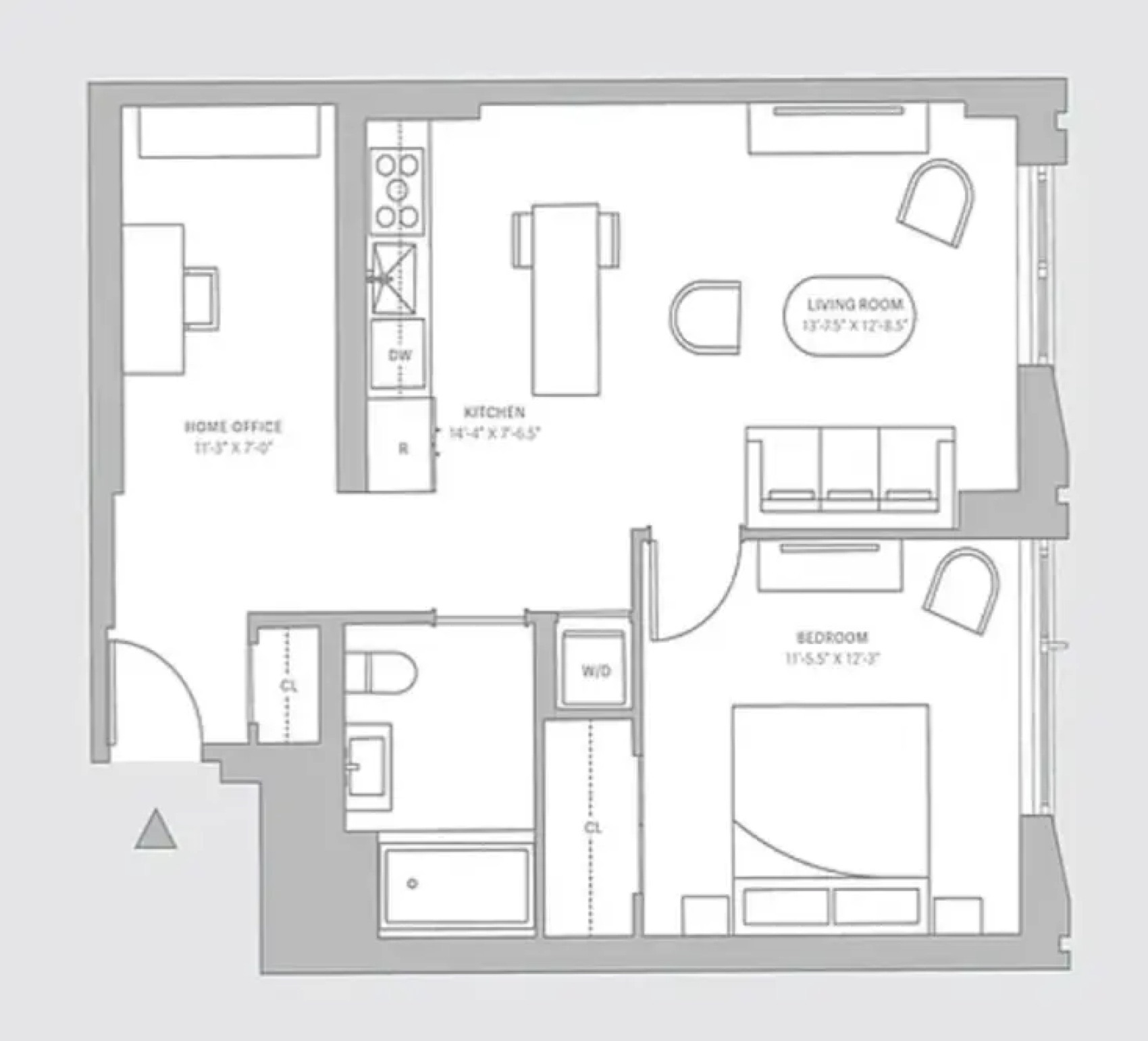 Bloom on Forty Fifth Residence 321 — 1 Bedroom floor plan