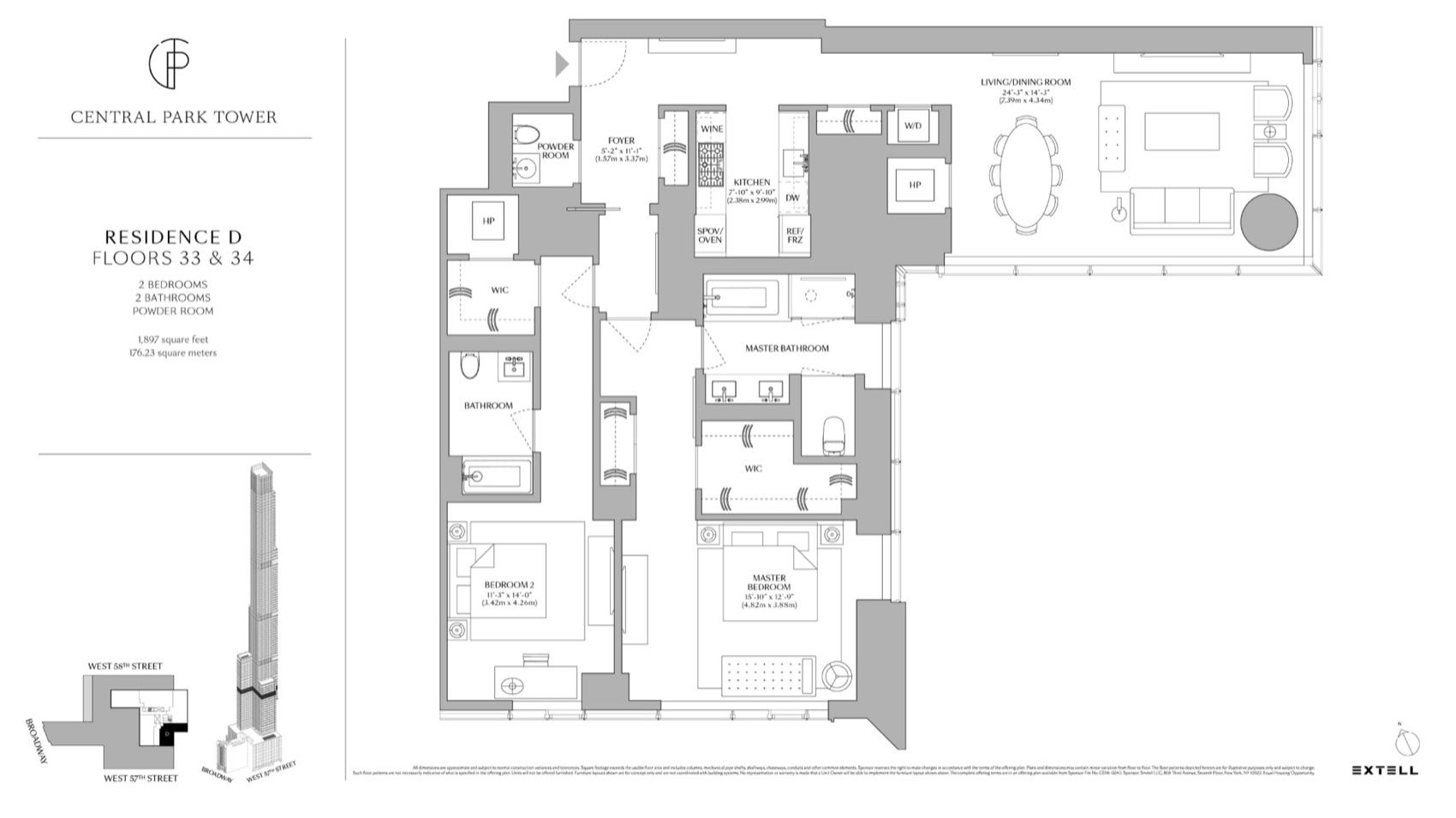 Central Park Tower Residence 33D floor plan