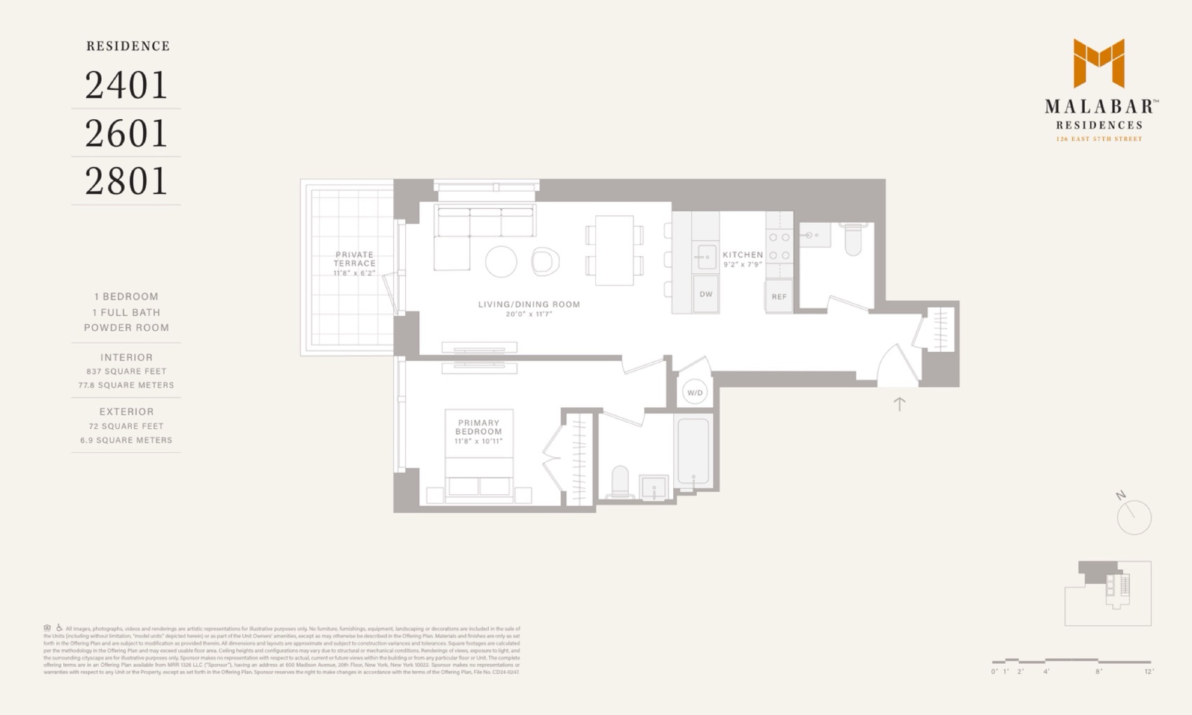 Malabar Residences Residence 2401-2601-2801 floor plan