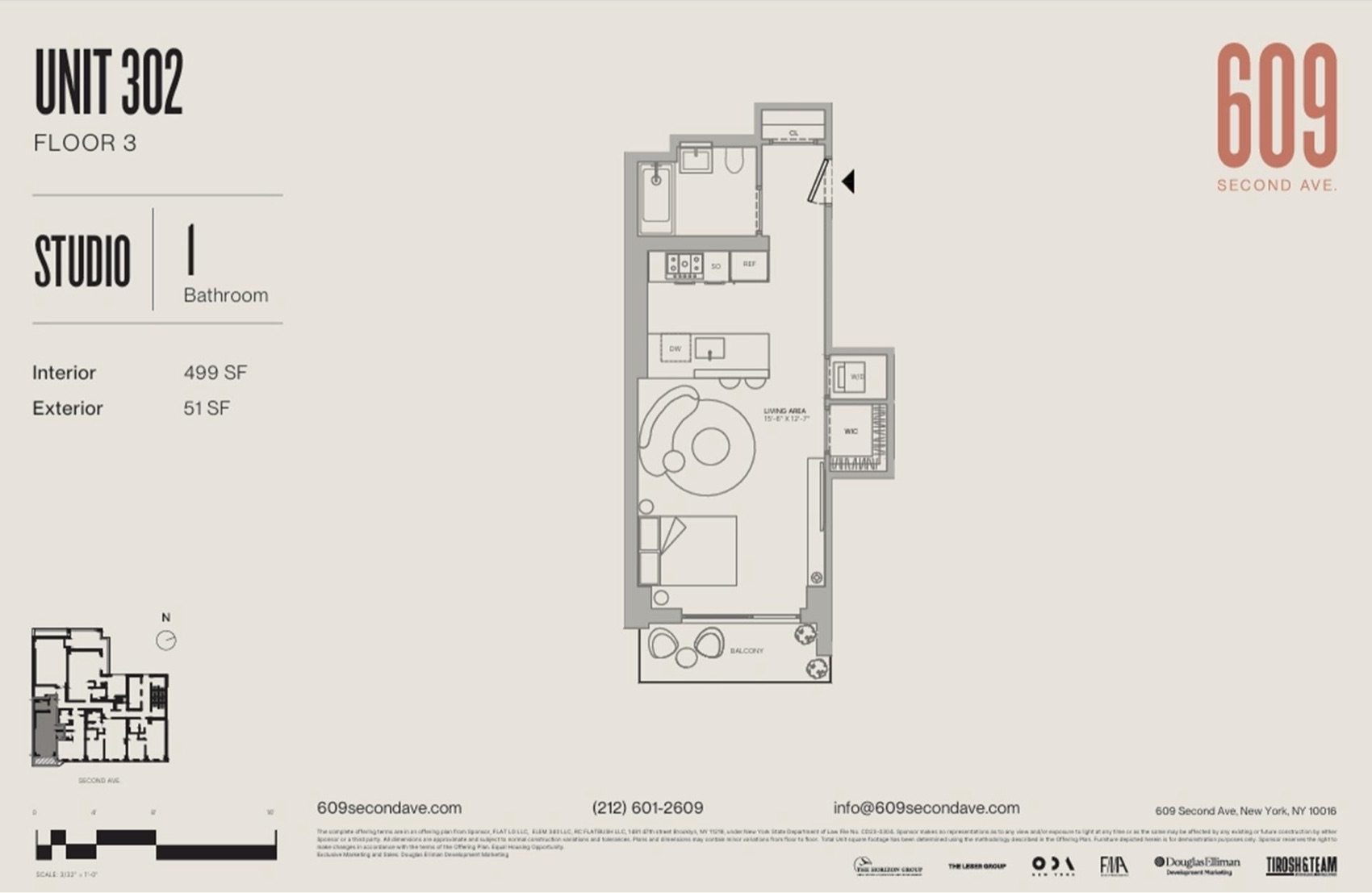 Nolen Unit 302 — Studio floor plan
