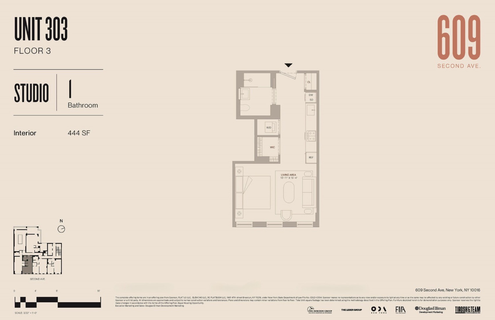 Nolen Unit 303 — Studio floor plan