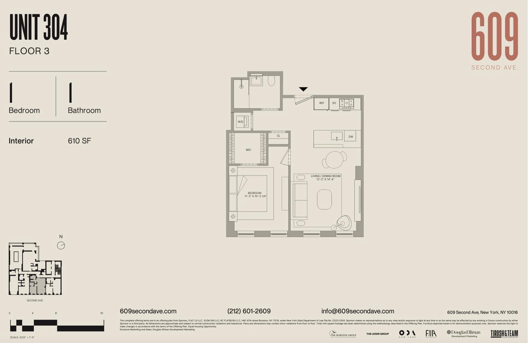 Nolen Unit 304 — 1 Bedroom floor plan