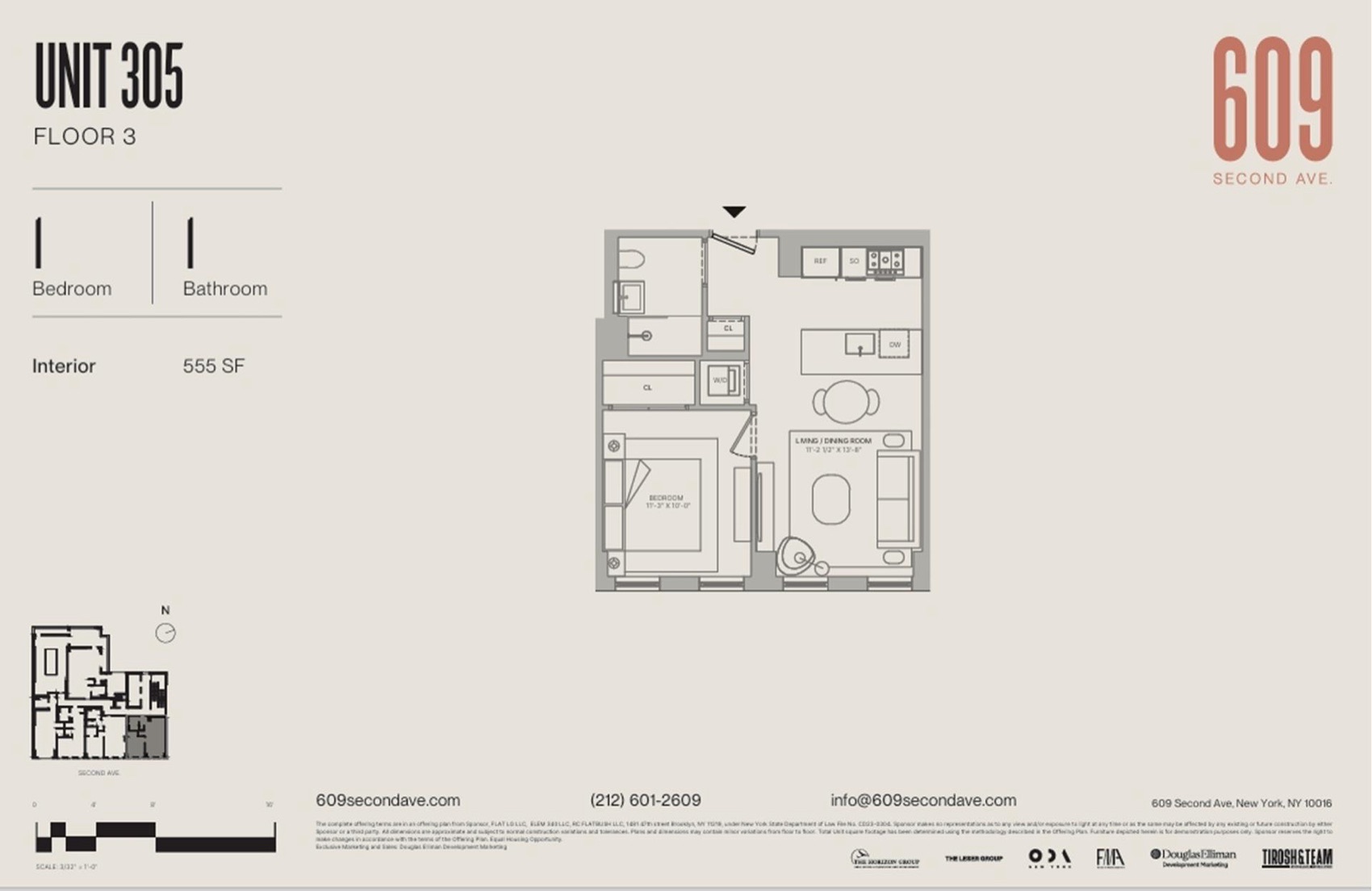 Nolen Unit 305 — 1 Bedroom floor plan