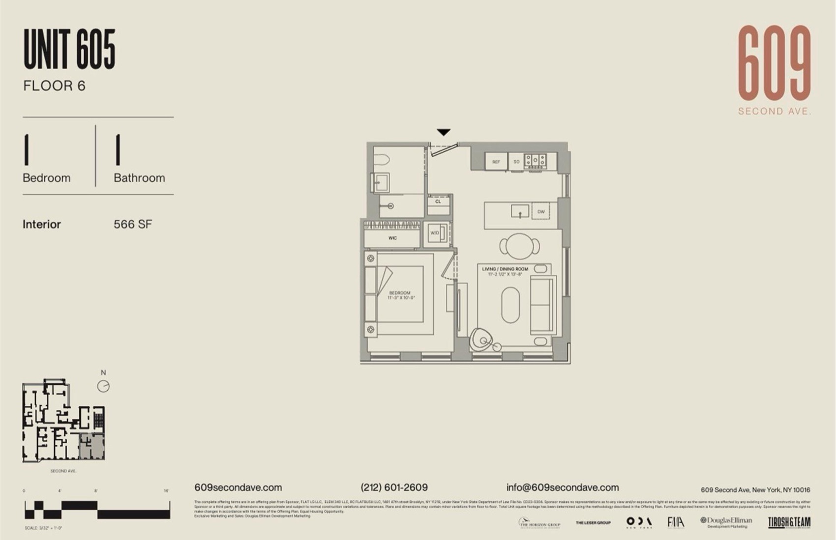 Nolen Unit 605 — 1 Bedroom floor plan