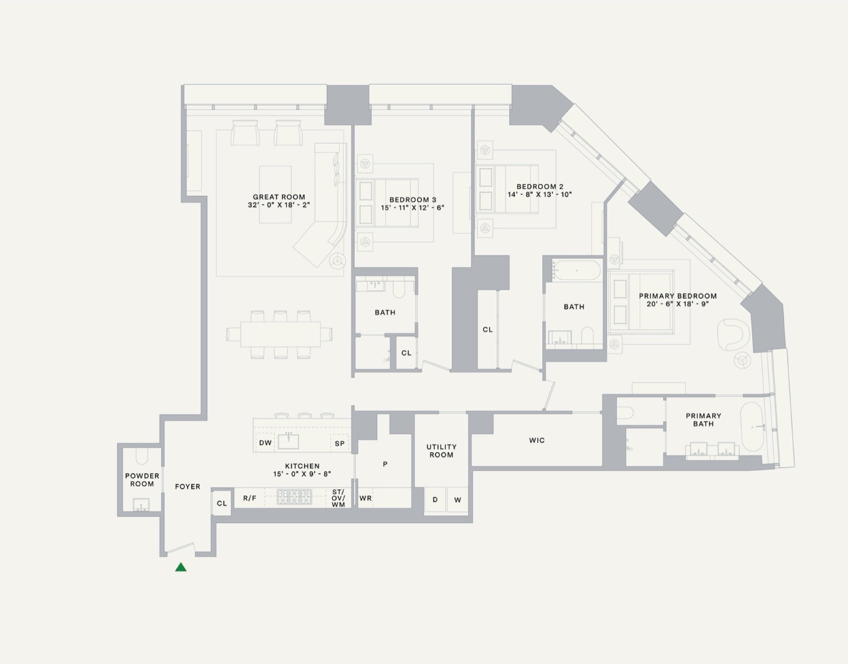 One High Line East Tower Residence E15B floor plan