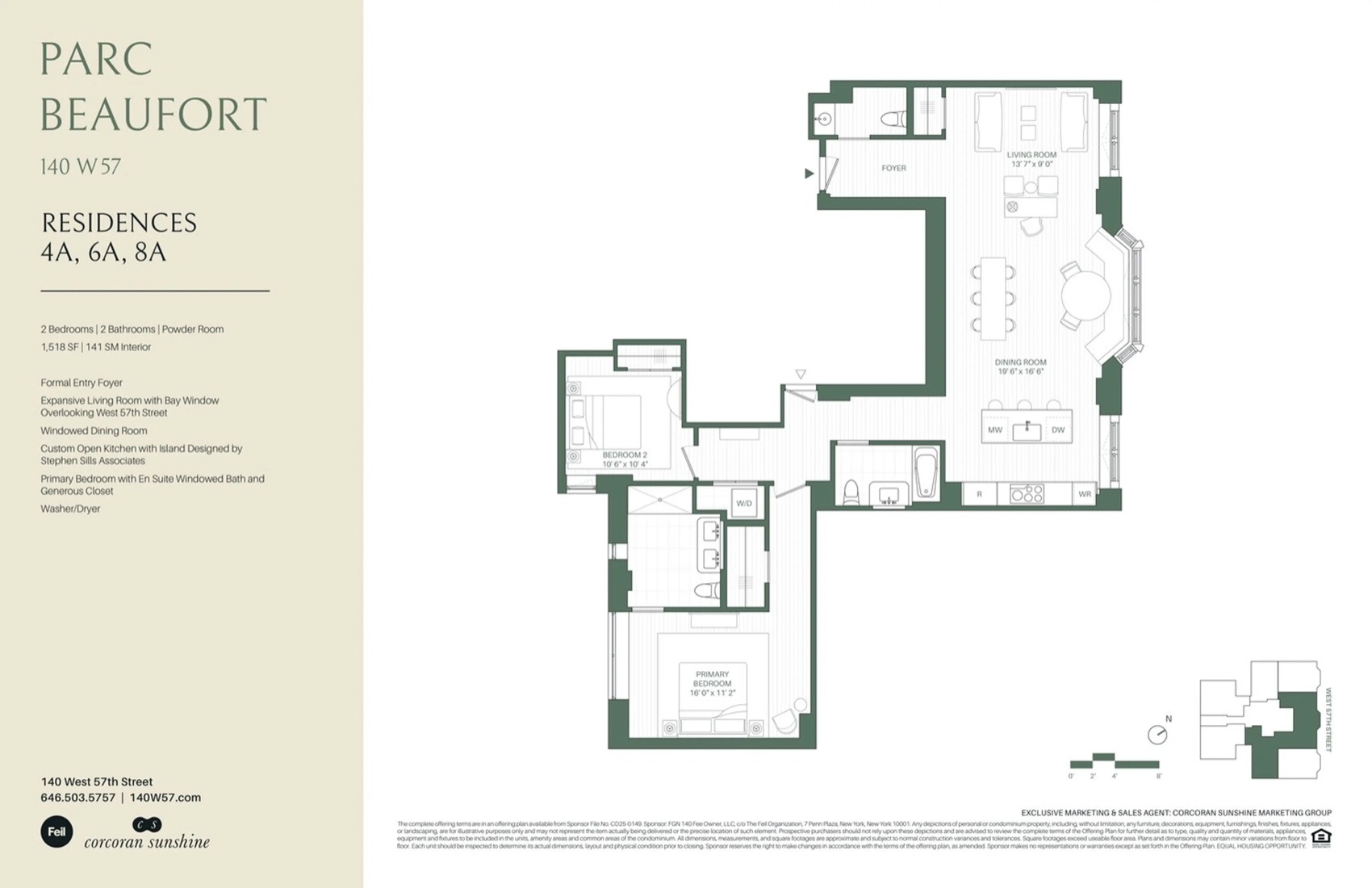 Parc Beaufort Residence 4A — 2 Bed / 2.5 Bath floor plan