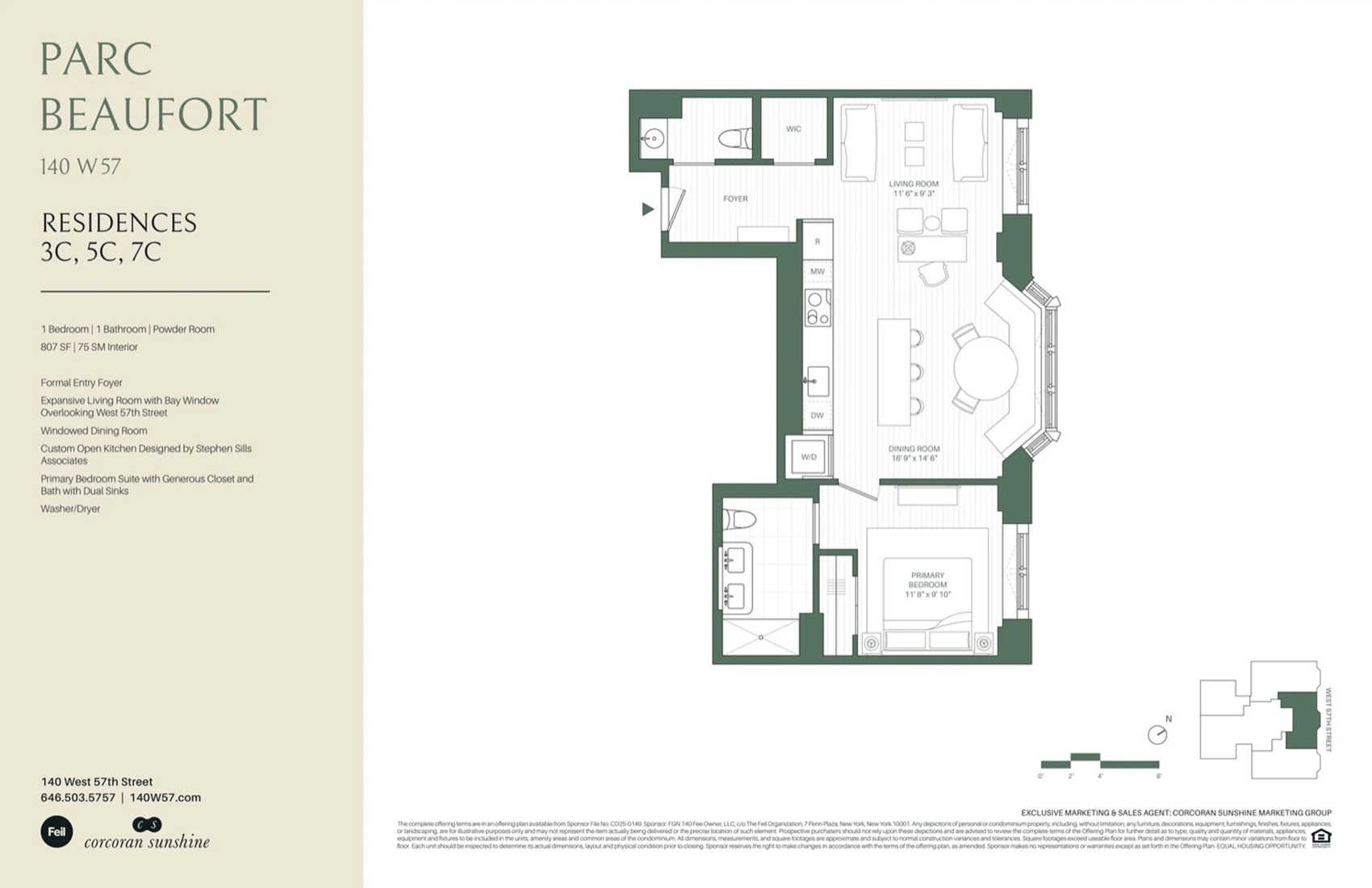Parc Beaufort Residence 5C / 7C (C-line) — 1 Bed / 1.5 Bath floor plan