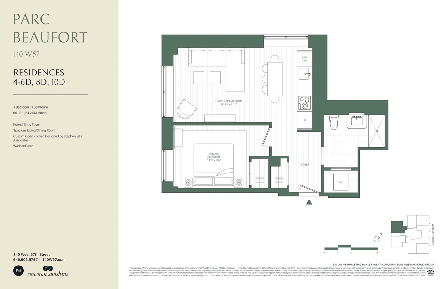 Parc Beaufort Residence 5D / 6D / 8D (D-line) — 1 Bed / 1 Bath floor plan