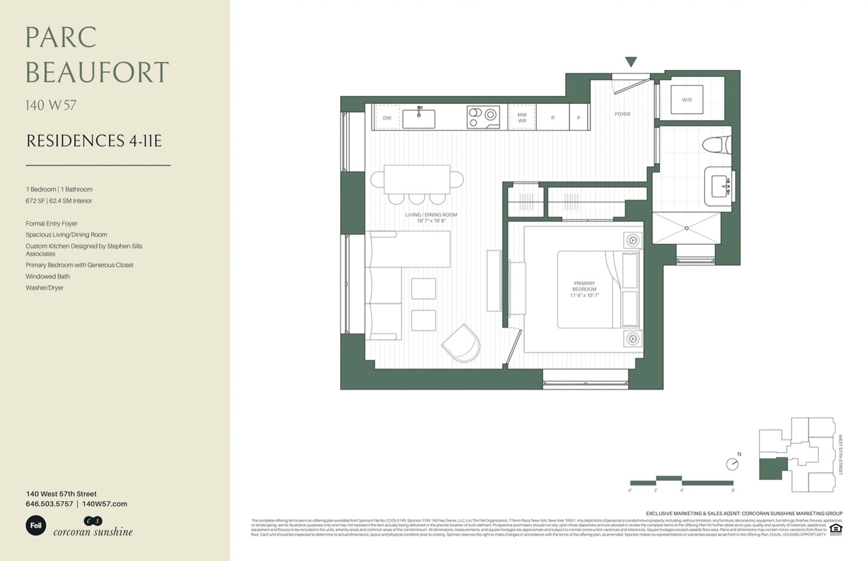 Parc Beaufort Residence 5E — 1 Bed / 1 Bath floor plan