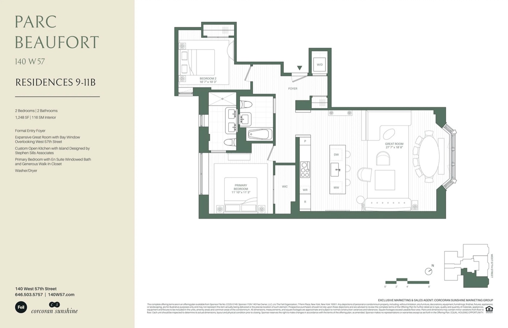 Parc Beaufort Residence 9B — 2 Bed / 2 Bath floor plan