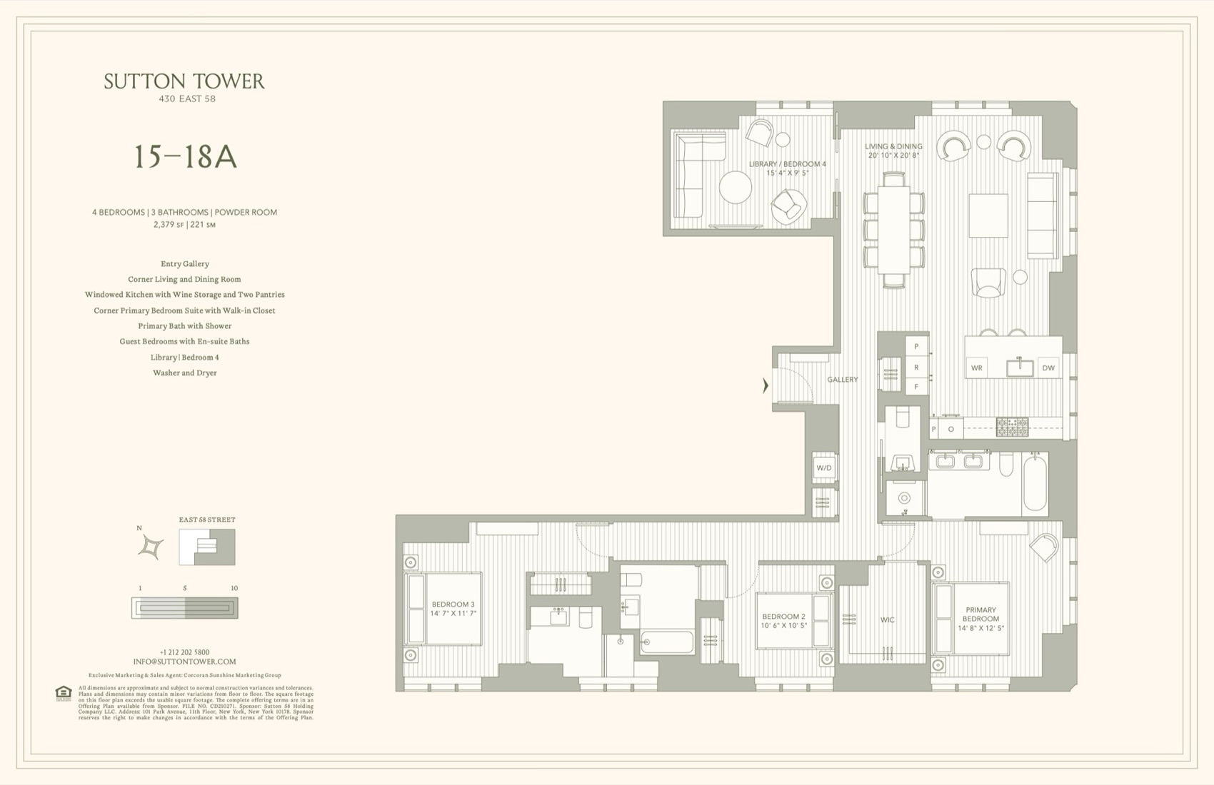 Sutton Tower Residence Line A, Floors 15-18 floor plan