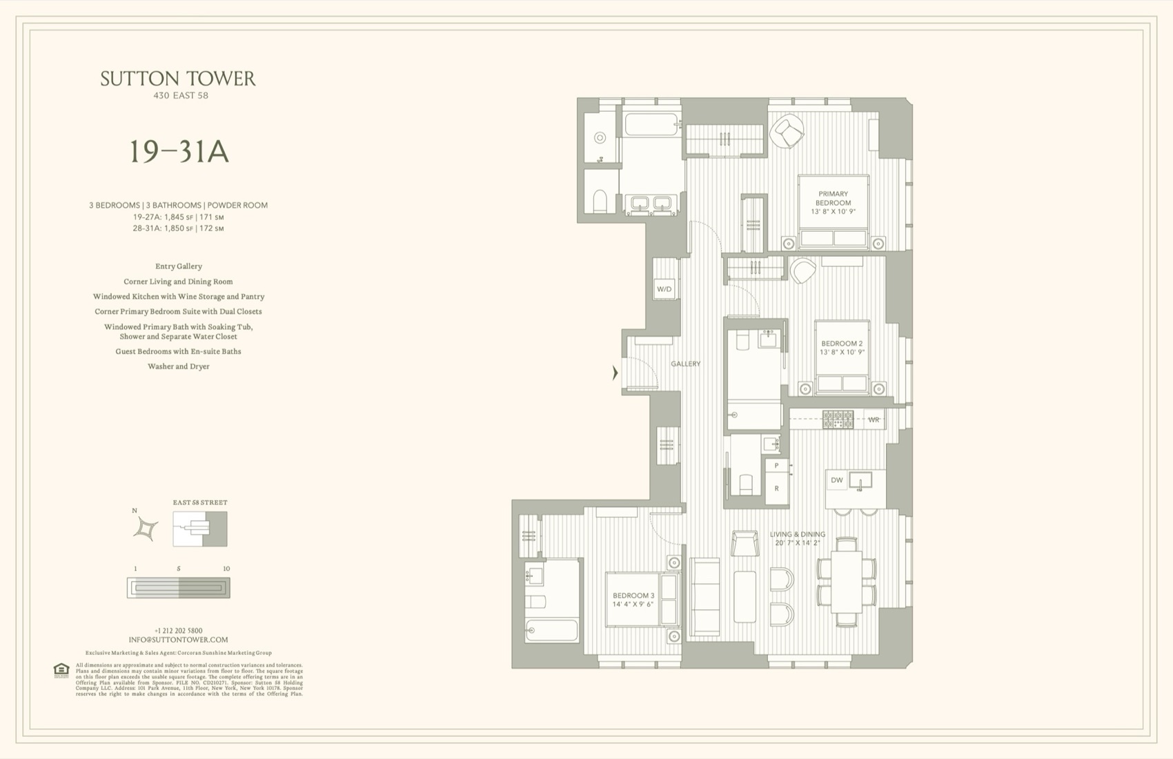 Sutton Tower Residence Line A, Floors 19-31 floor plan