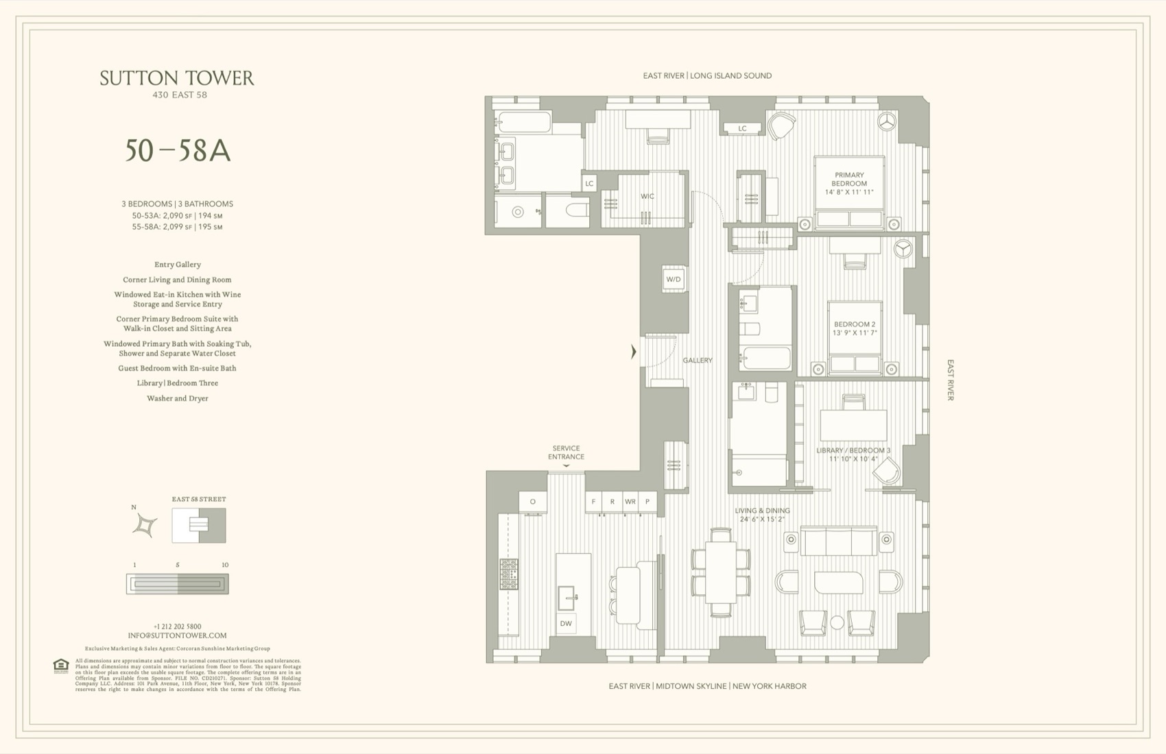Sutton Tower Residence Line A, Floors 50-58 floor plan