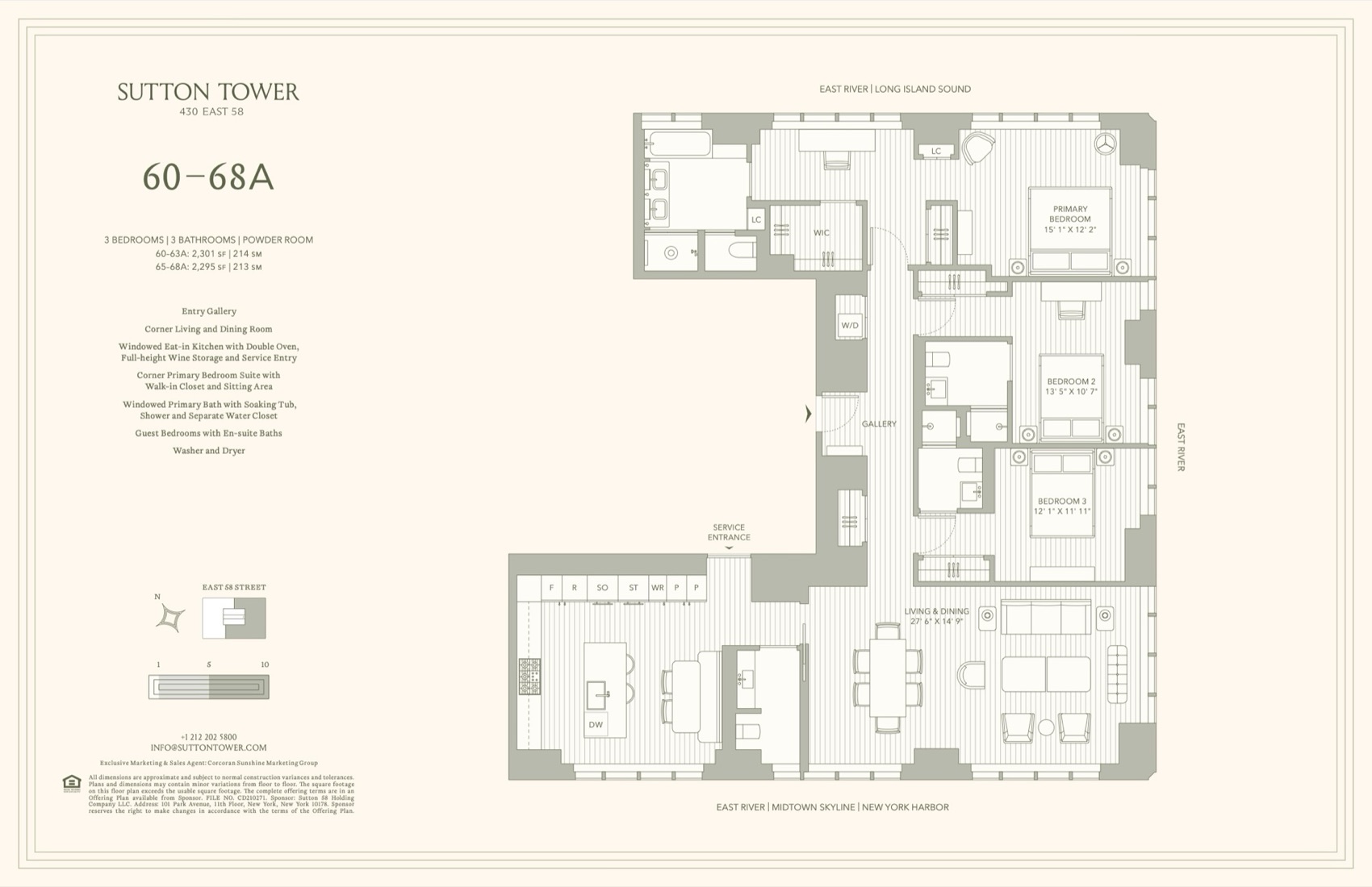 Sutton Tower Residence Line A, Floors 60-68 floor plan