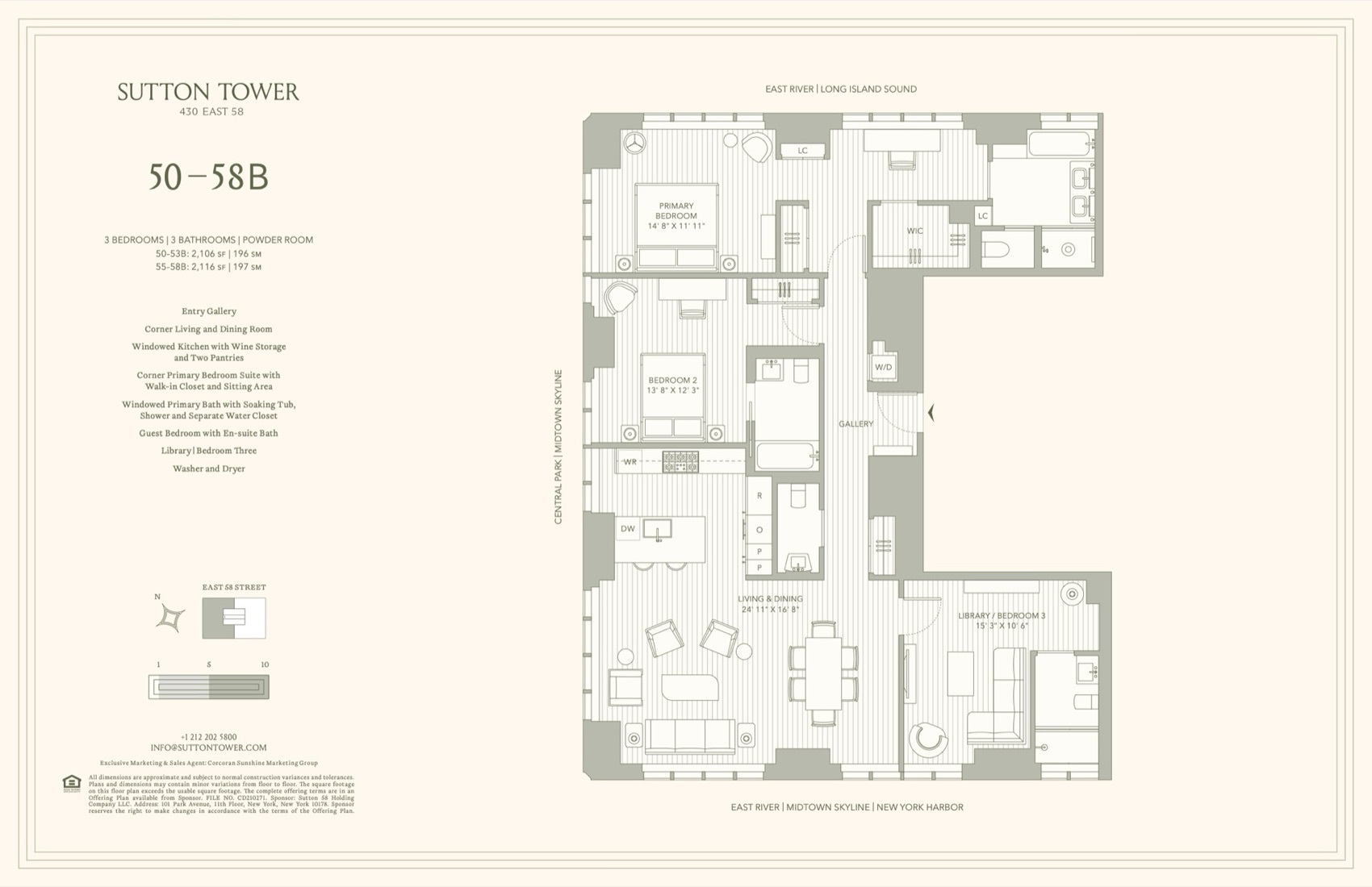 Sutton Tower Residence Line B, Floors 50-58 floor plan