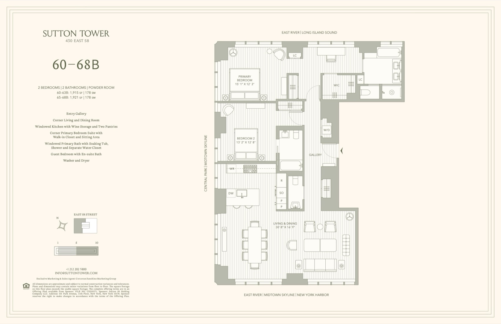 Sutton Tower Residence Line B, Floors 60-68 floor plan