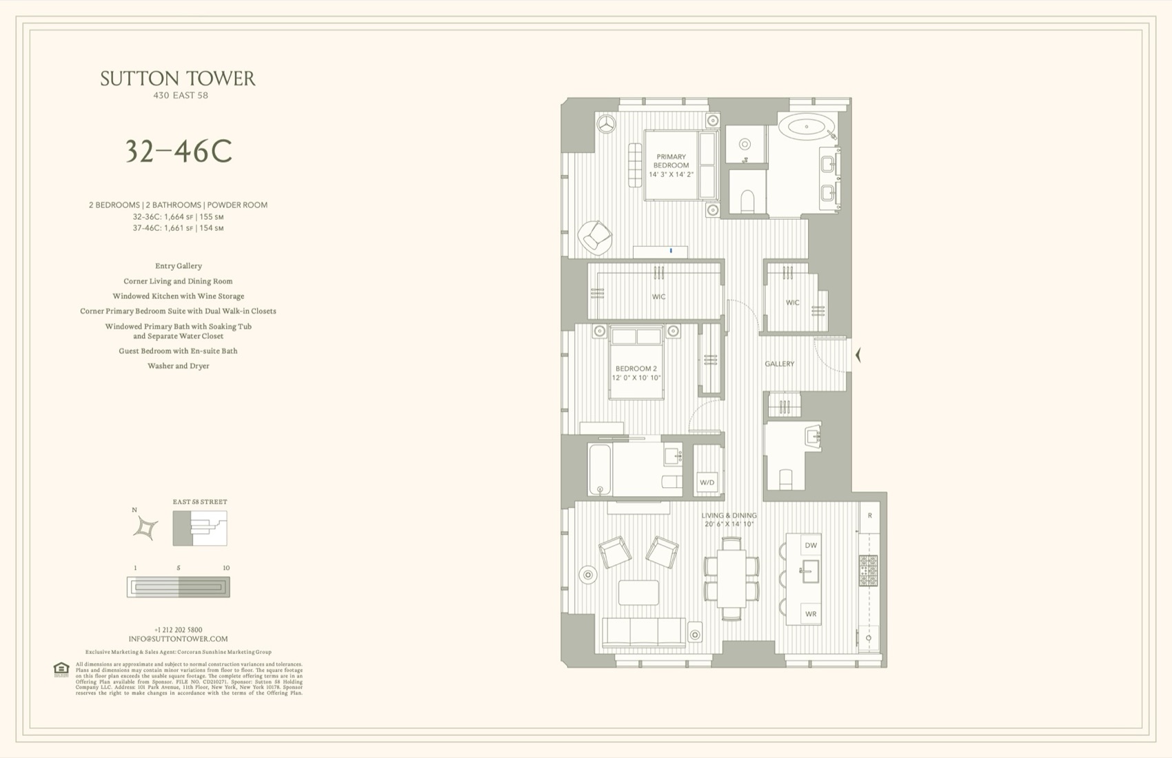 Sutton Tower Residence Line C, Floors 32-46 floor plan