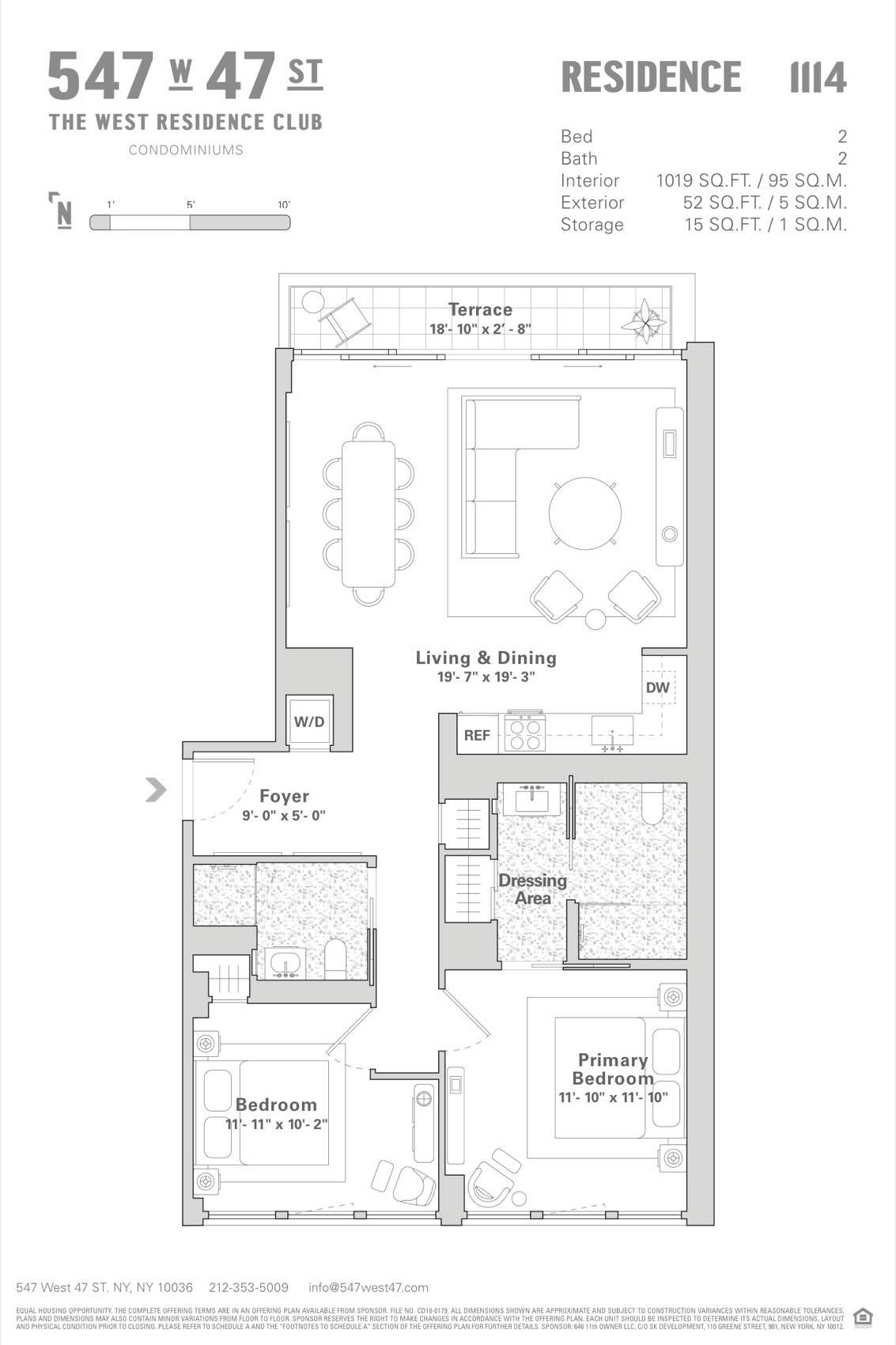The West Residence Club Residence 1114 — 2 Bed, 2 Bath (1,019 sf) floor plan