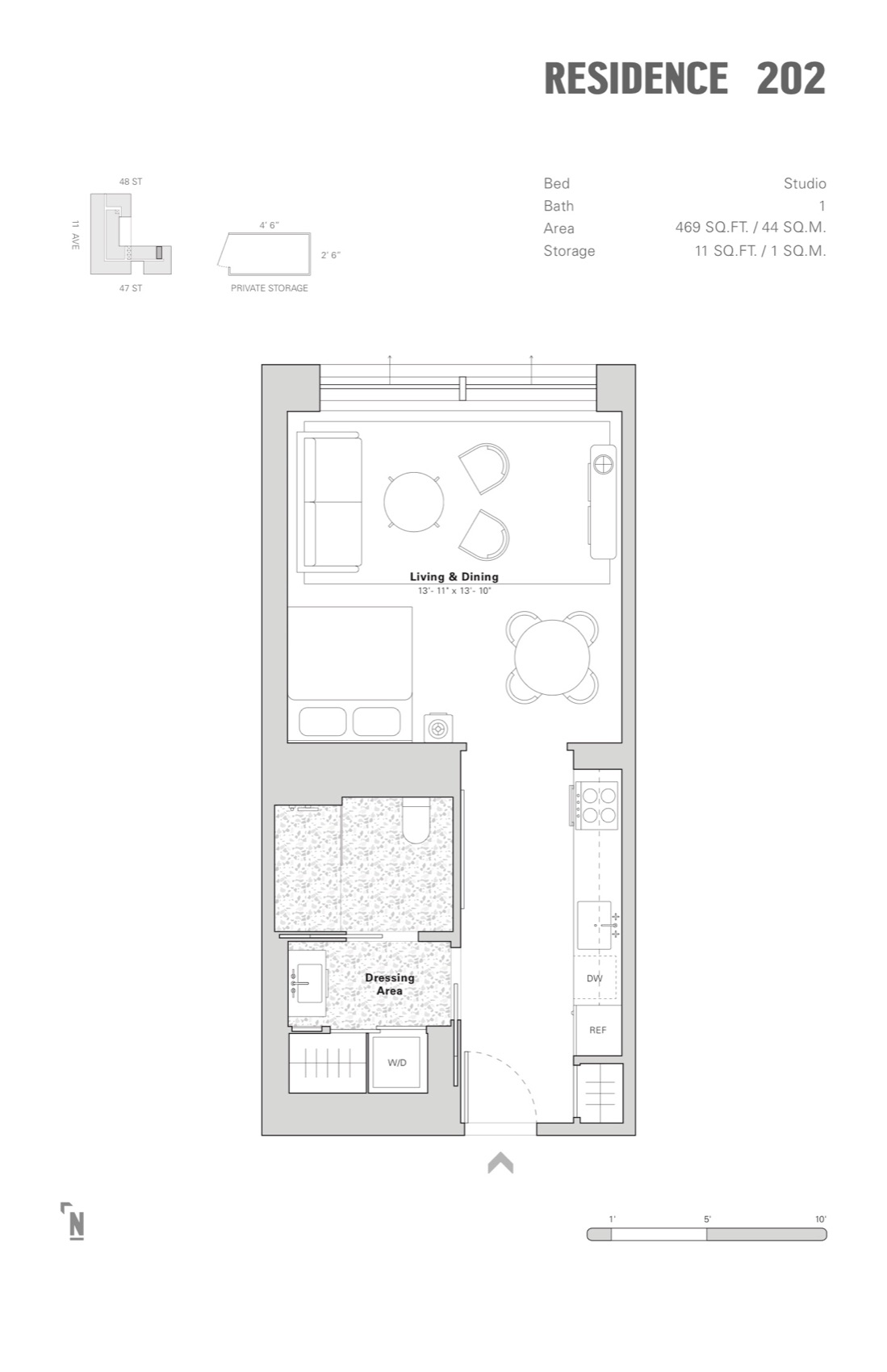 The West Residence Club Residence 202 — Studio, 1 Bath (469 sf) floor plan