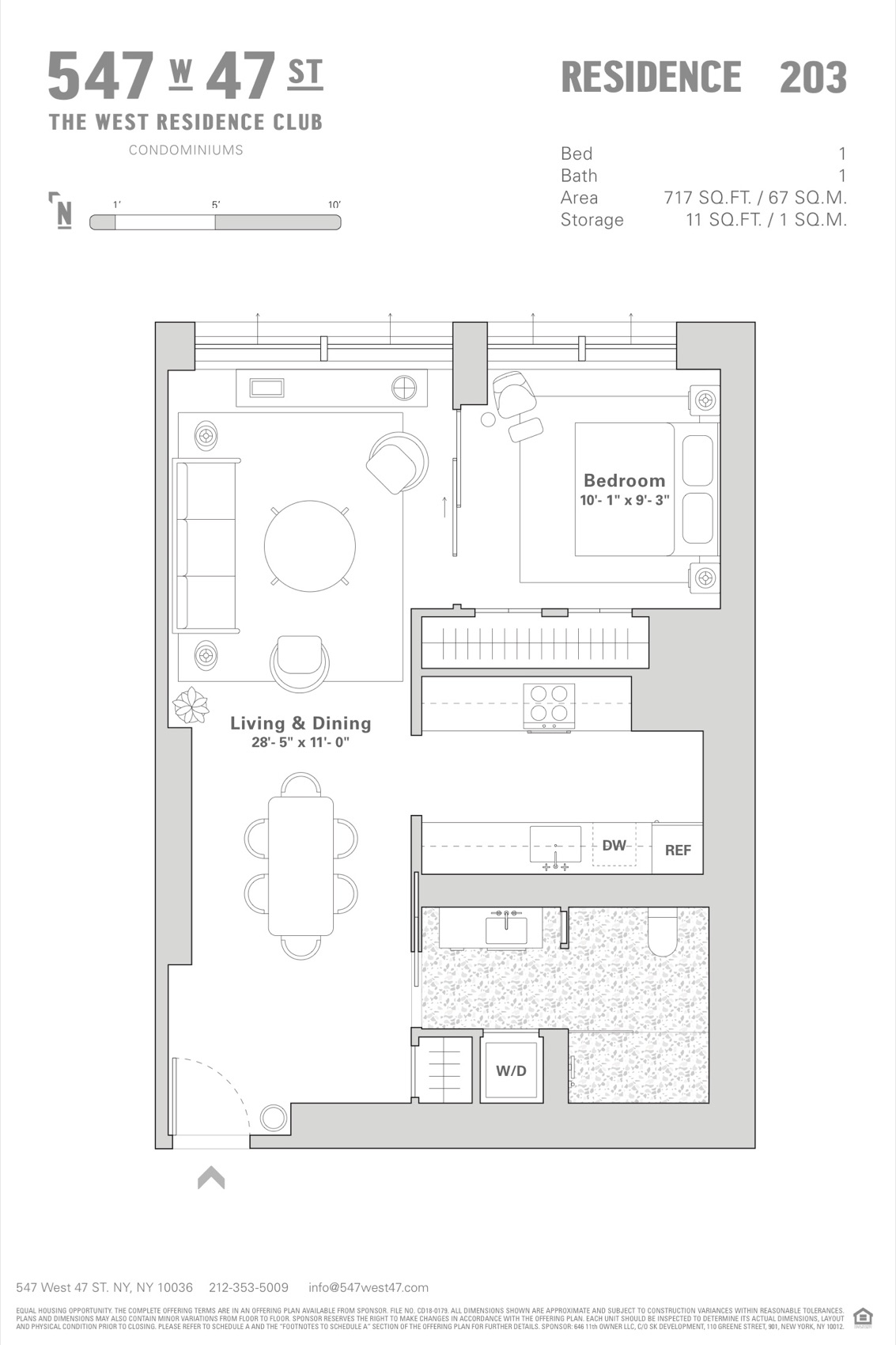 The West Residence Club Residence 203 — 1 Bed, 1 Bath (717 sf) floor plan