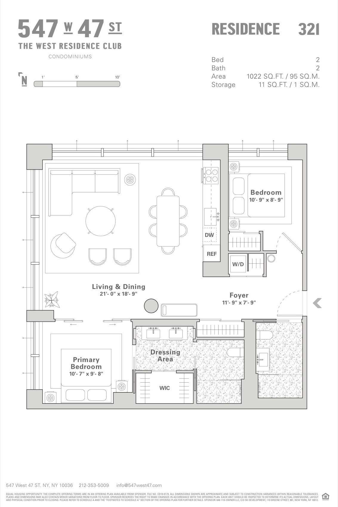 The West Residence Club Residence 321 — 2 Bed, 2 Bath (1,022 sf) floor plan