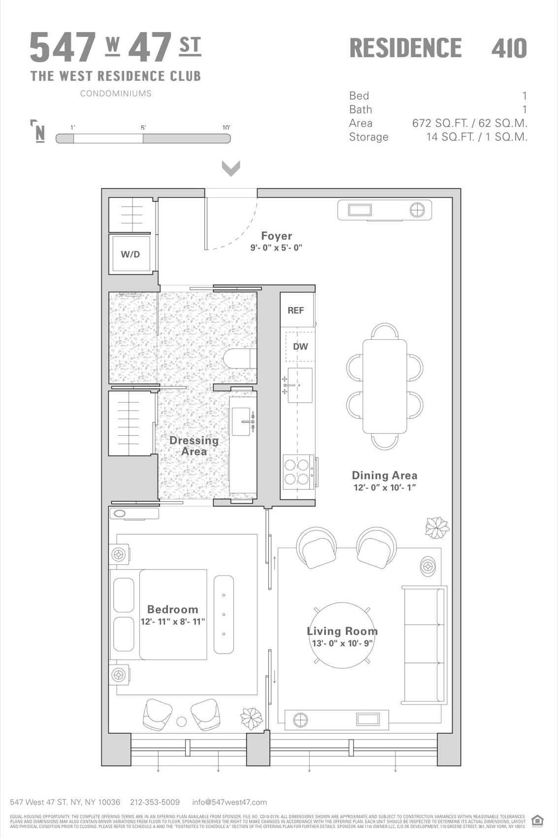 The West Residence Club Residence 410 — 1 Bed, 1 Bath (675 sf) floor plan
