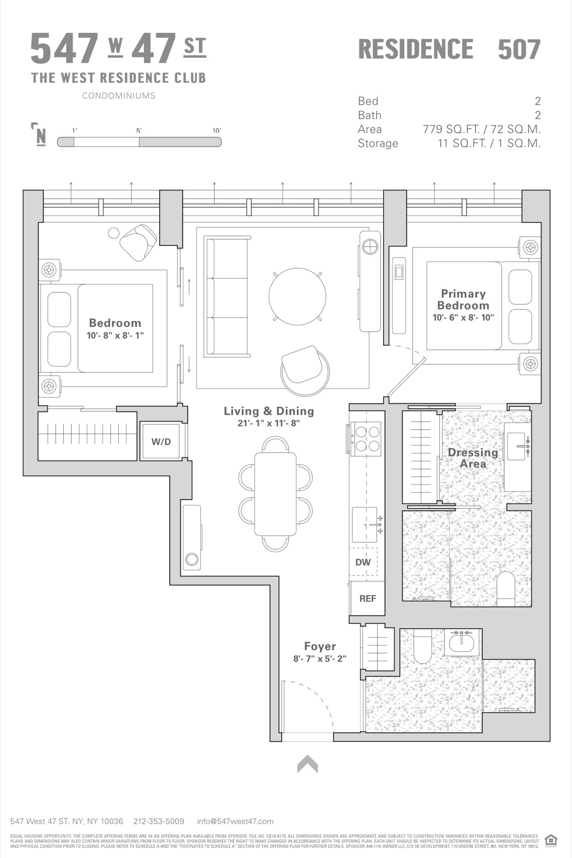 The West Residence Club Residence 507 — 2 Bed, 2 Bath (779 sf) floor plan