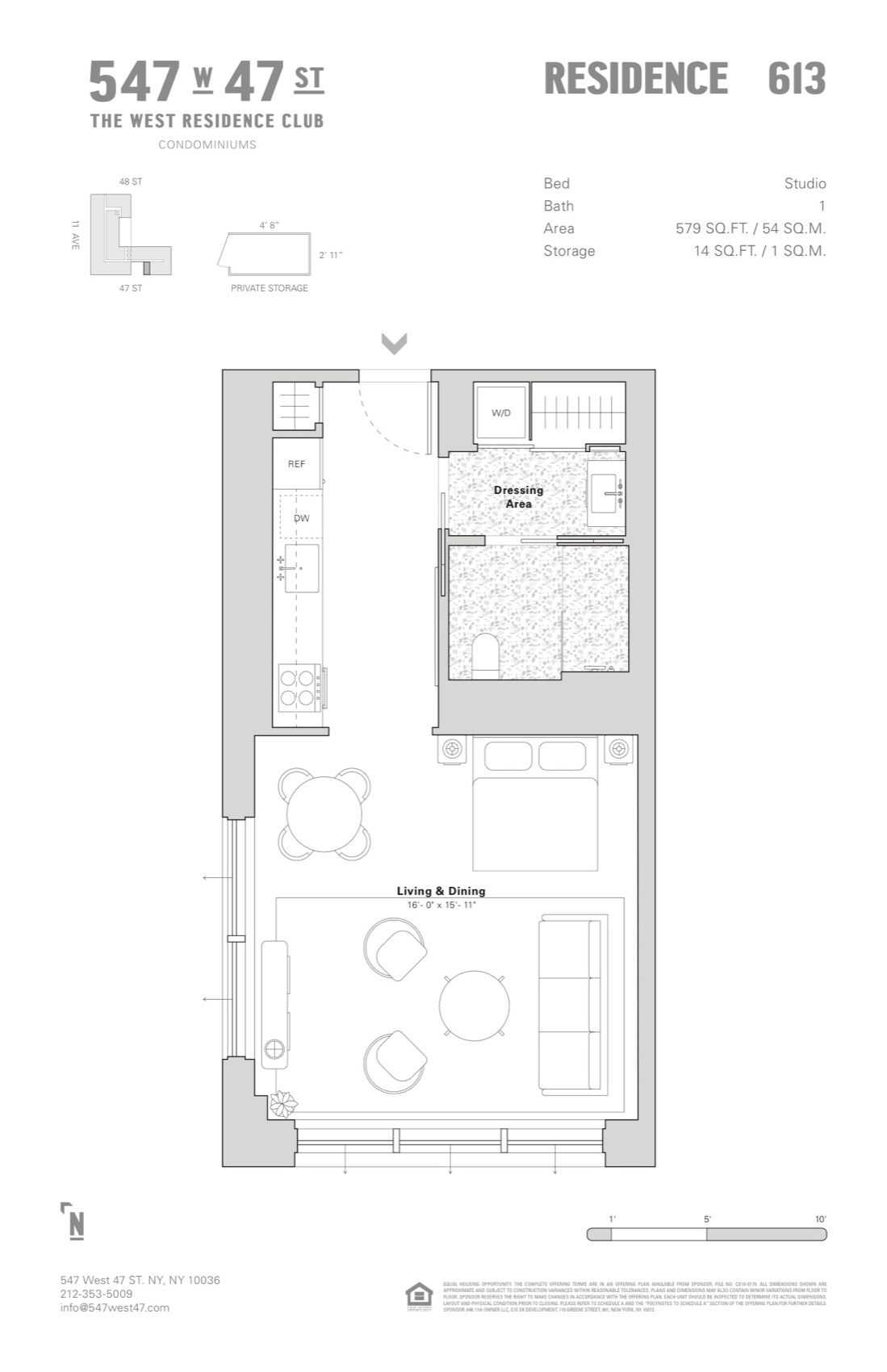 The West Residence Club Residence 613 — Studio, 1 Bath (579 sf) floor plan