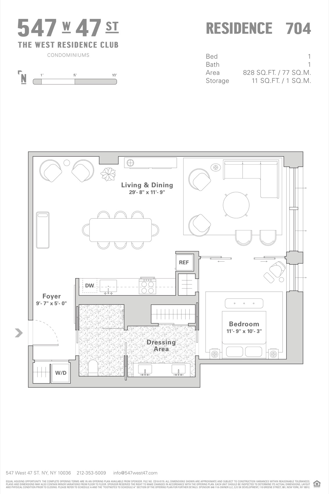The West Residence Club Residence 704 — 1 Bed, 1 Bath (828 sf) floor plan